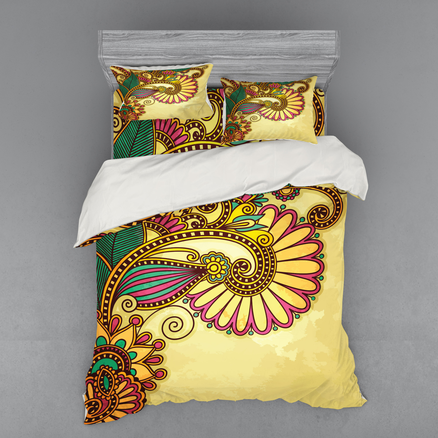 Ambesonne Leaves Bedding Set Duvet Cover Sham Fitted Sheet in 3 Sizes - Picture 55 of 244