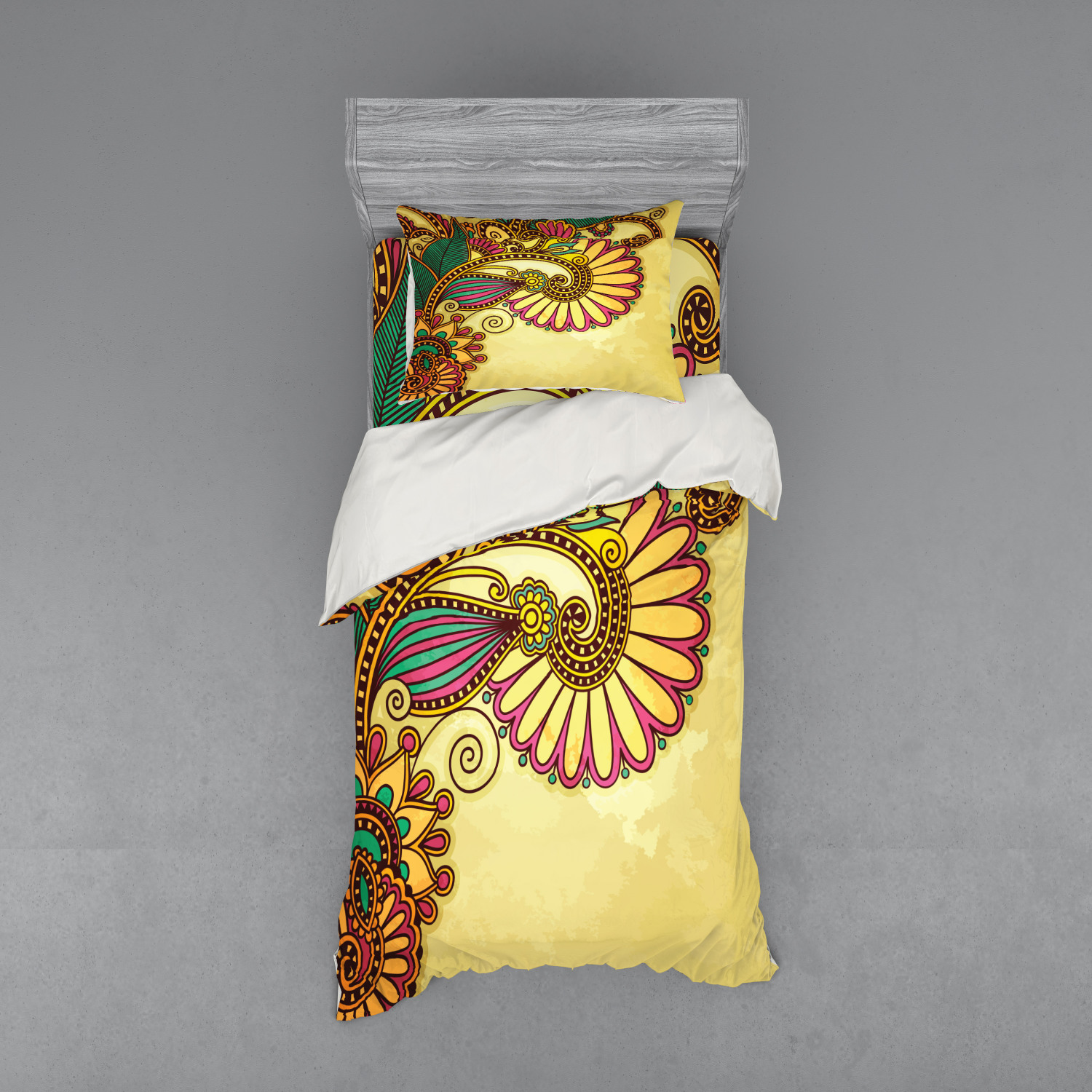 Ambesonne Leaves Bedding Set Duvet Cover Sham Fitted Sheet in 3 Sizes - Picture 53 of 244