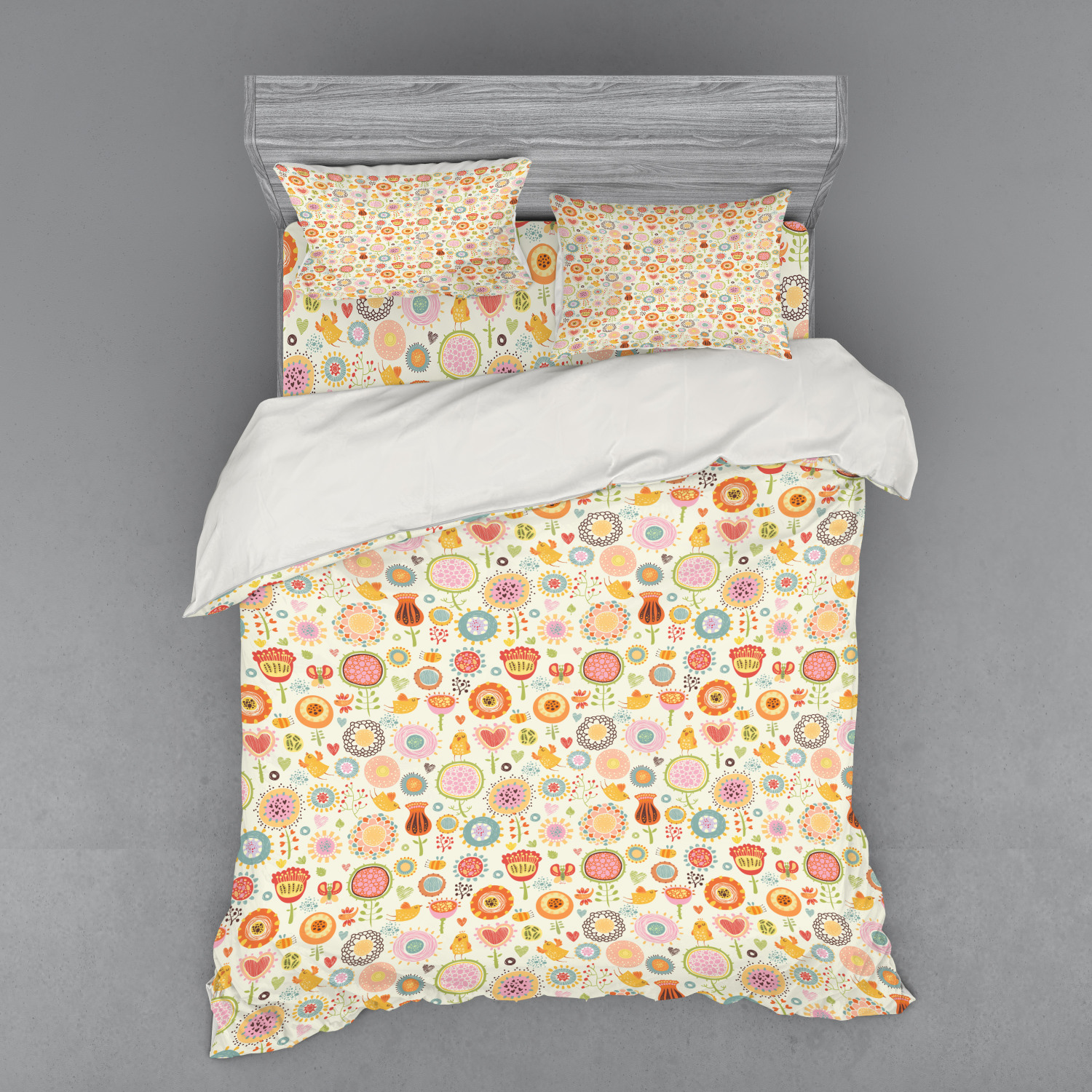 Ambesonne Leaves Bedding Set Duvet Cover Sham Fitted Sheet in 3 Sizes - Picture 51 of 244