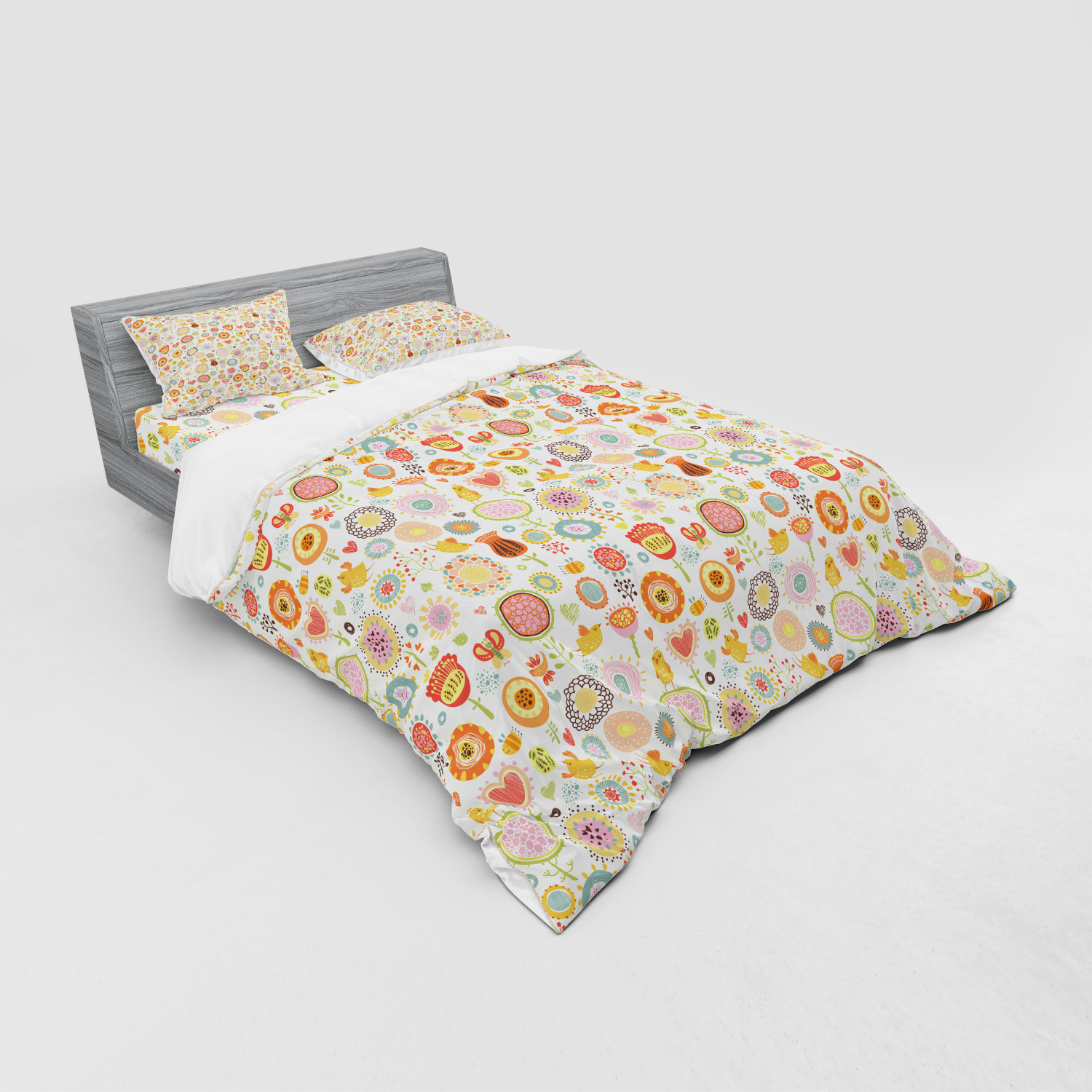 Ambesonne Leaves Bedding Set Duvet Cover Sham Fitted Sheet in 3 Sizes - Picture 52 of 244