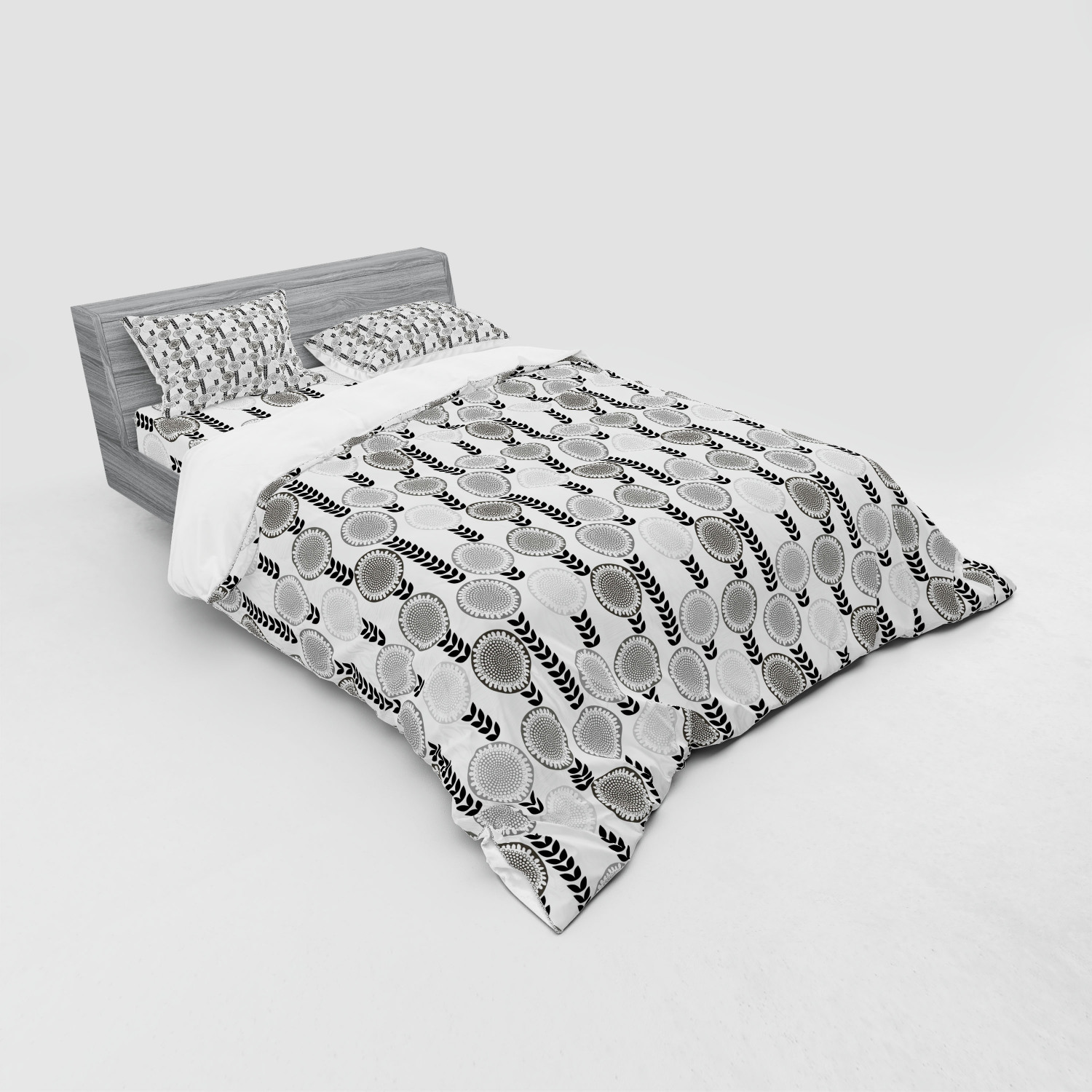 Ambesonne Leaves Bedding Set Duvet Cover Sham Fitted Sheet in 3 Sizes - Picture 16 of 244