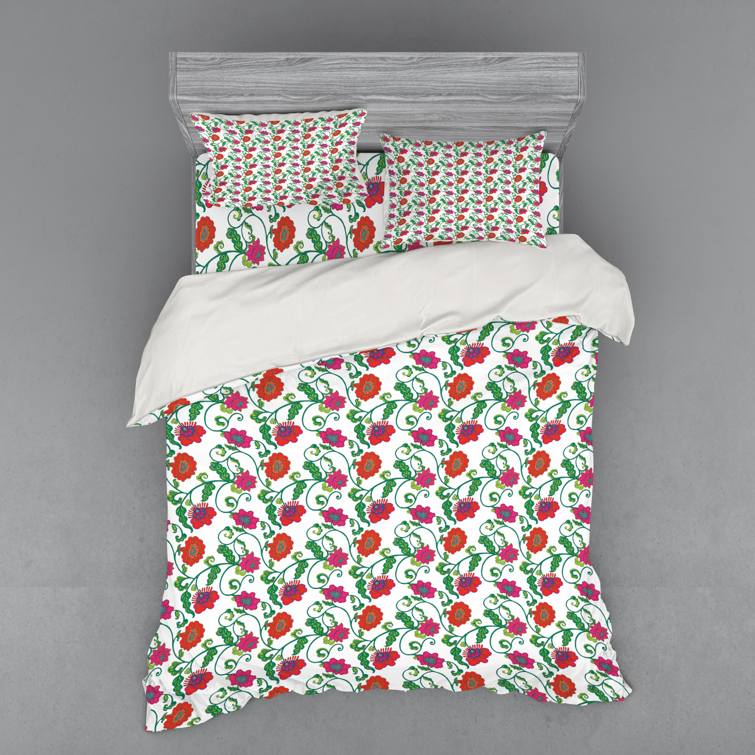 Ambesonne Leaves Bedding Set Duvet Cover Sham Fitted Sheet in 3 Sizes - Picture 207 of 244