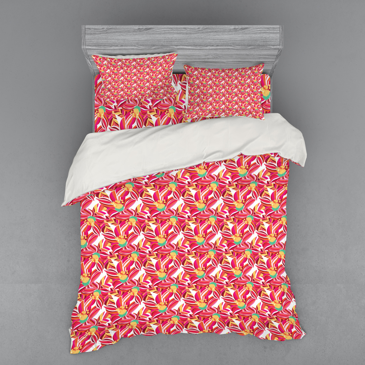 Ambesonne Leaves Bedding Set Duvet Cover Sham Fitted Sheet in 3 Sizes - Picture 31 of 244