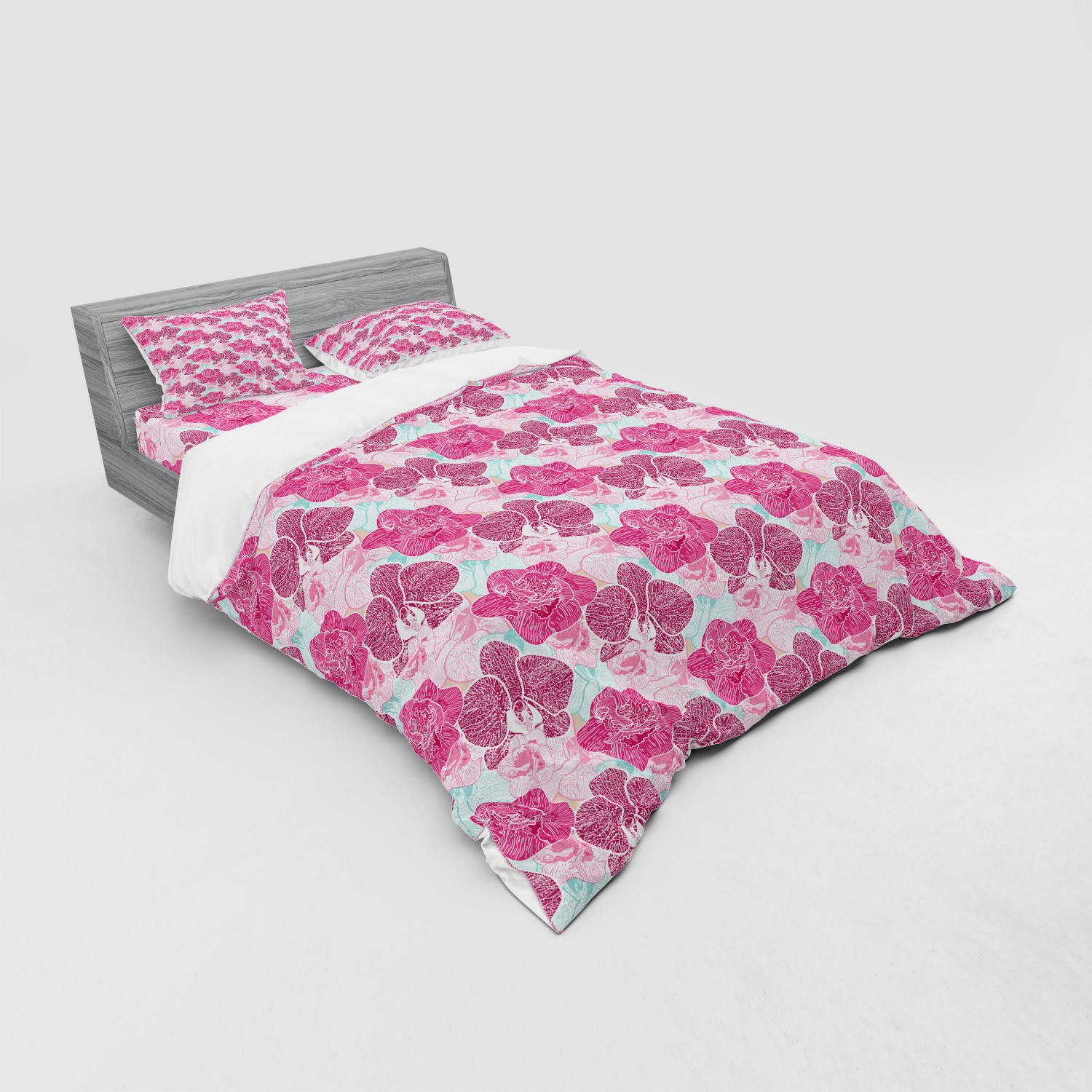Ambesonne Leaves Bedding Set Duvet Cover Sham Fitted Sheet in 3 Sizes - Picture 160 of 244