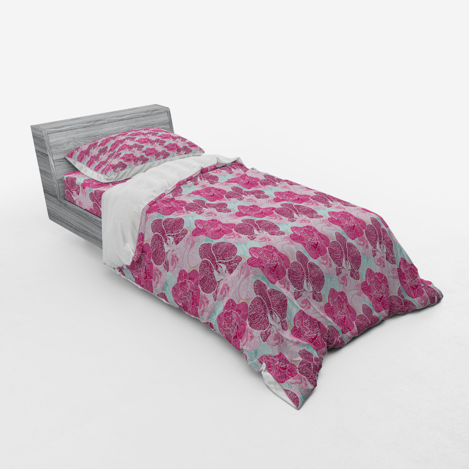 Ambesonne Leaves Bedding Set Duvet Cover Sham Fitted Sheet in 3 Sizes - Picture 158 of 244