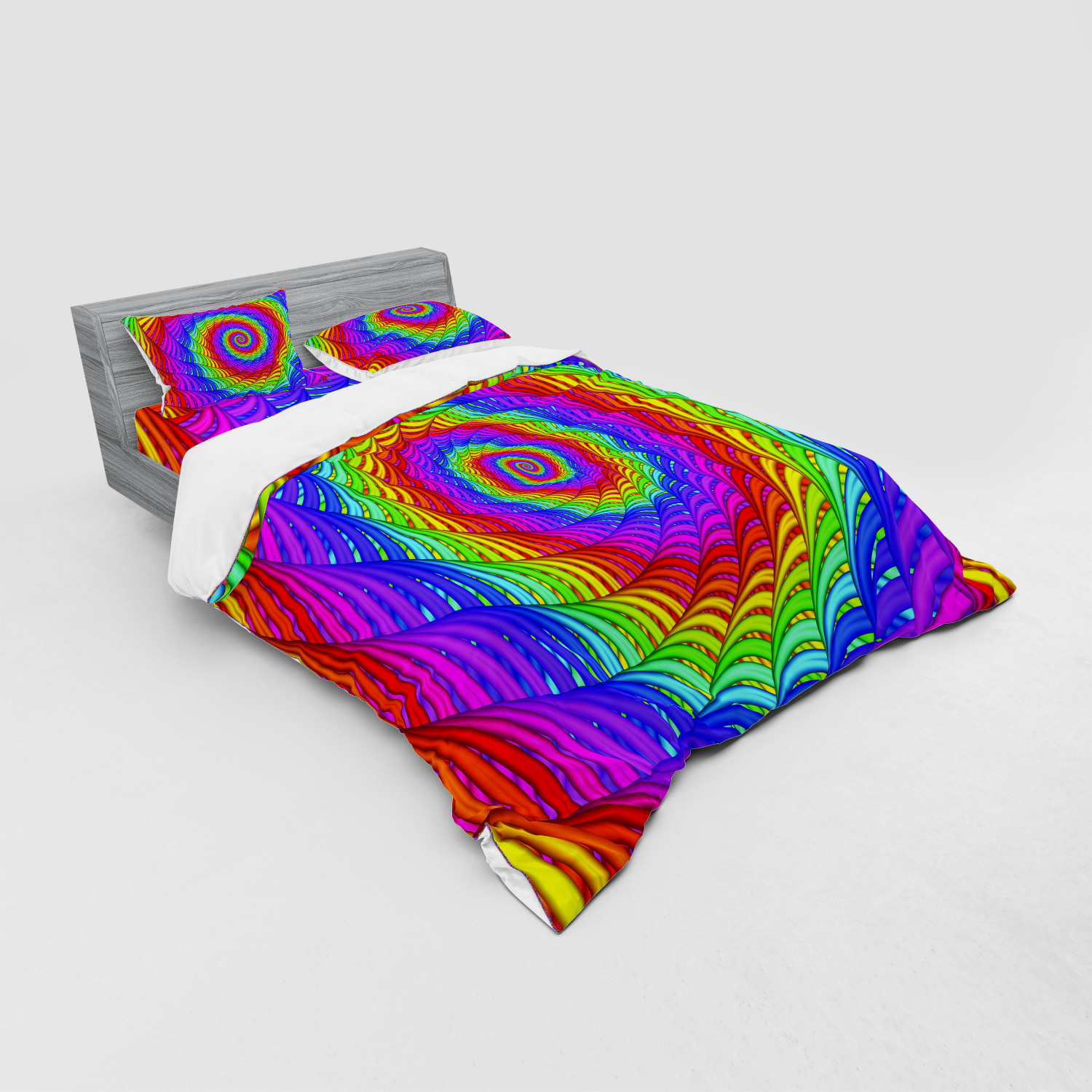 Ambesonne Rainbow Fun Bedding Set Duvet Cover Sham Fitted Sheet in 3 Sizes