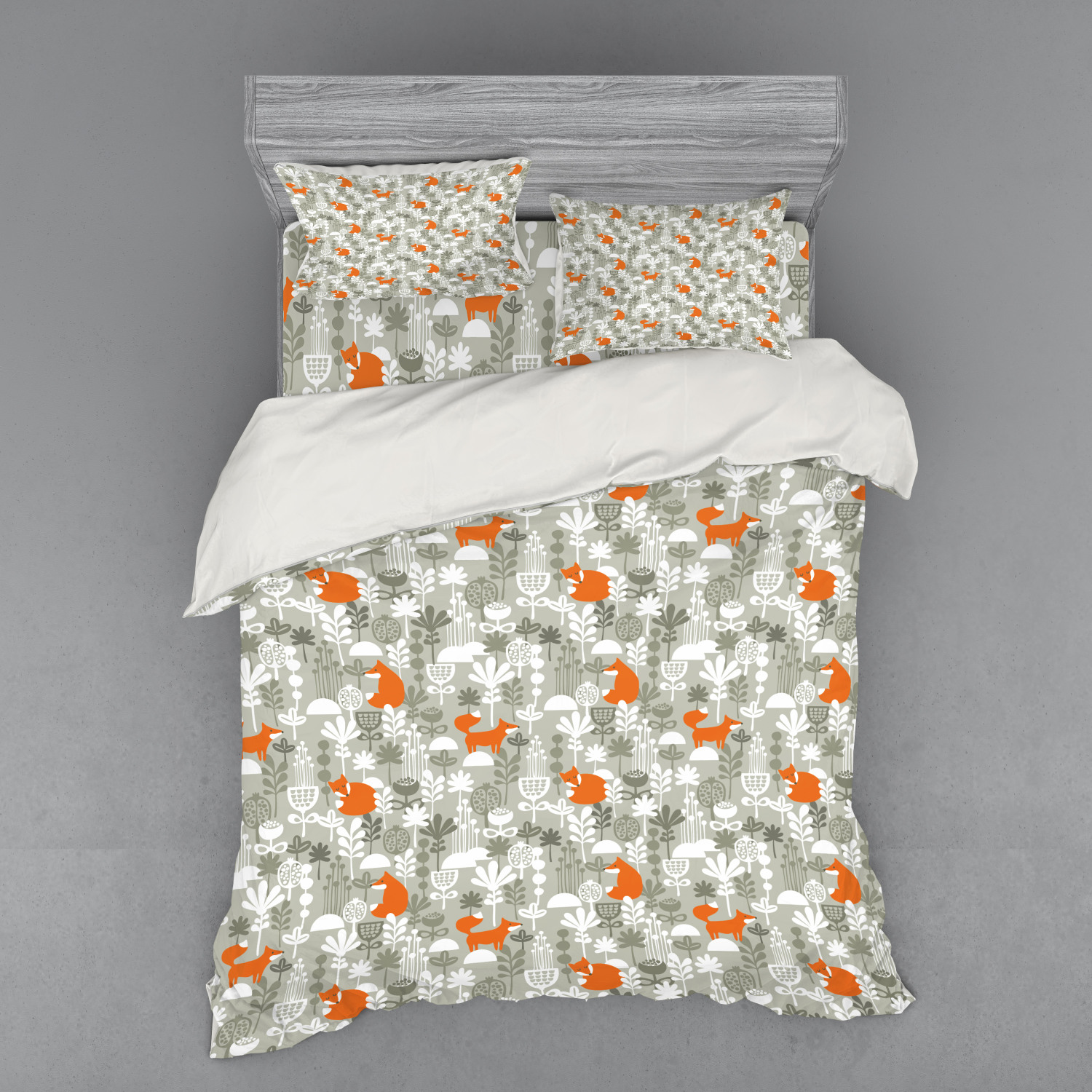 Ambesonne Fox Animal Bedding Set Duvet Cover Sham Fitted Sheet in 3