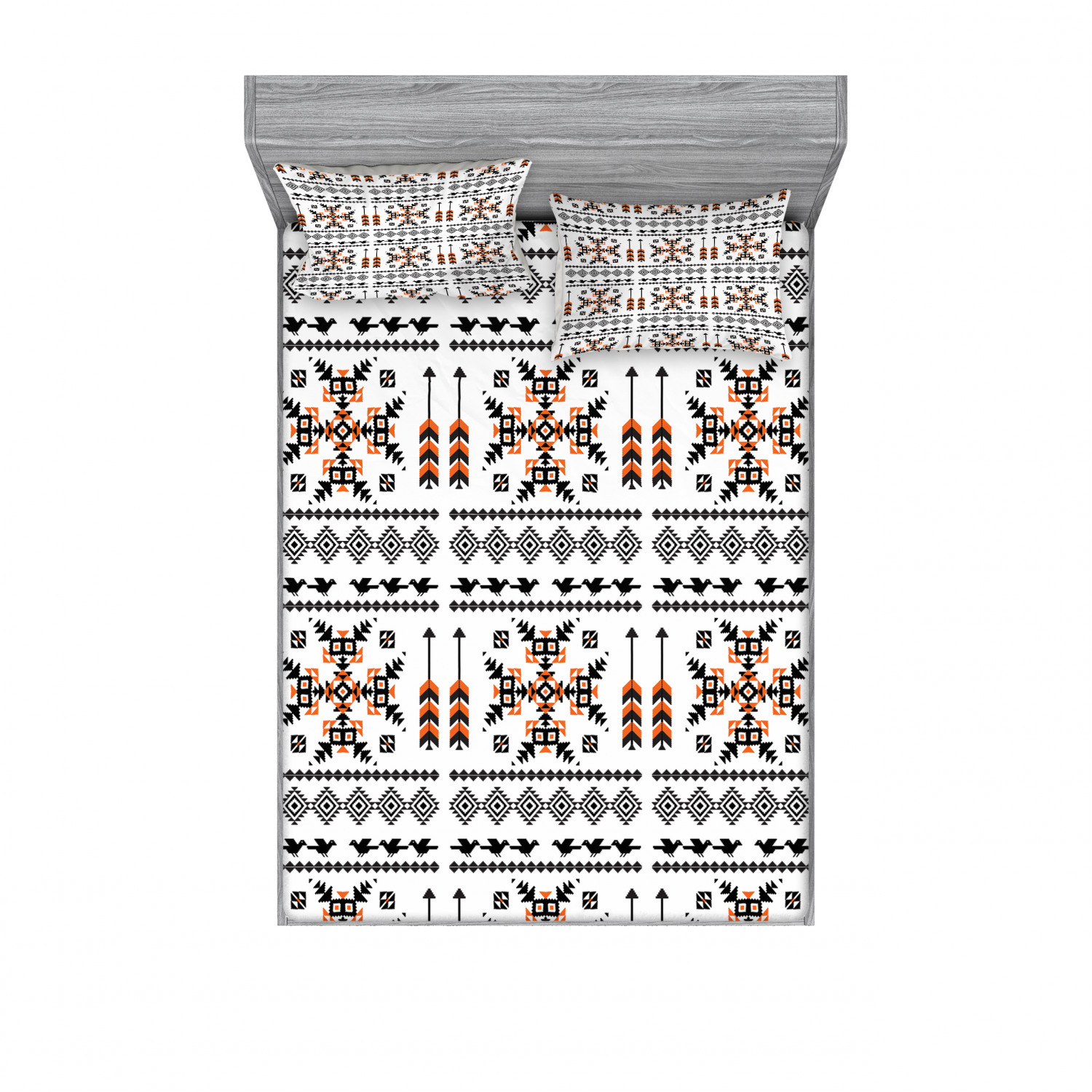 Ambesonne Tribal Fitted Sheet Pillow Sham Set Bedding Decor in 4 Sizes - Picture 43 of 240