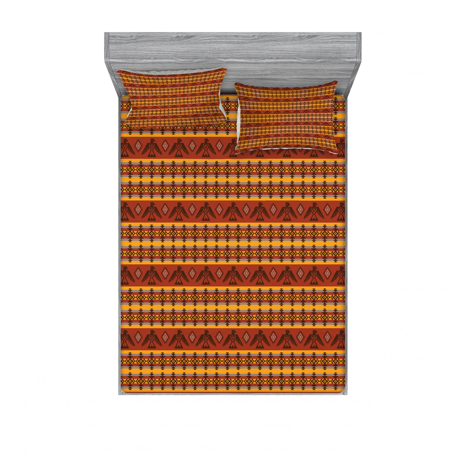 Ambesonne Tribal Fitted Sheet Pillow Sham Set Bedding Decor in 4 Sizes - Picture 119 of 240