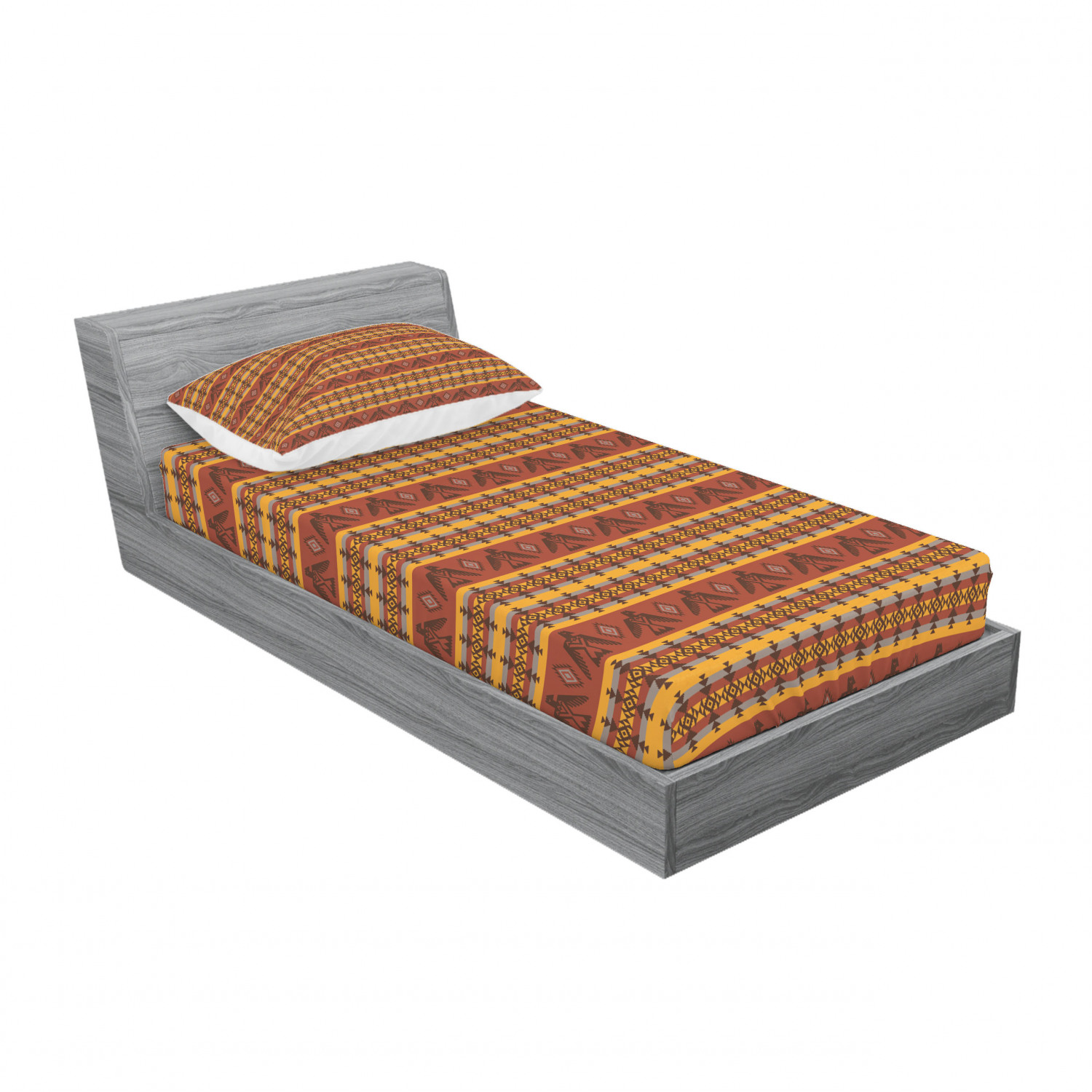 Ambesonne Tribal Fitted Sheet Pillow Sham Set Bedding Decor in 4 Sizes - Picture 118 of 240
