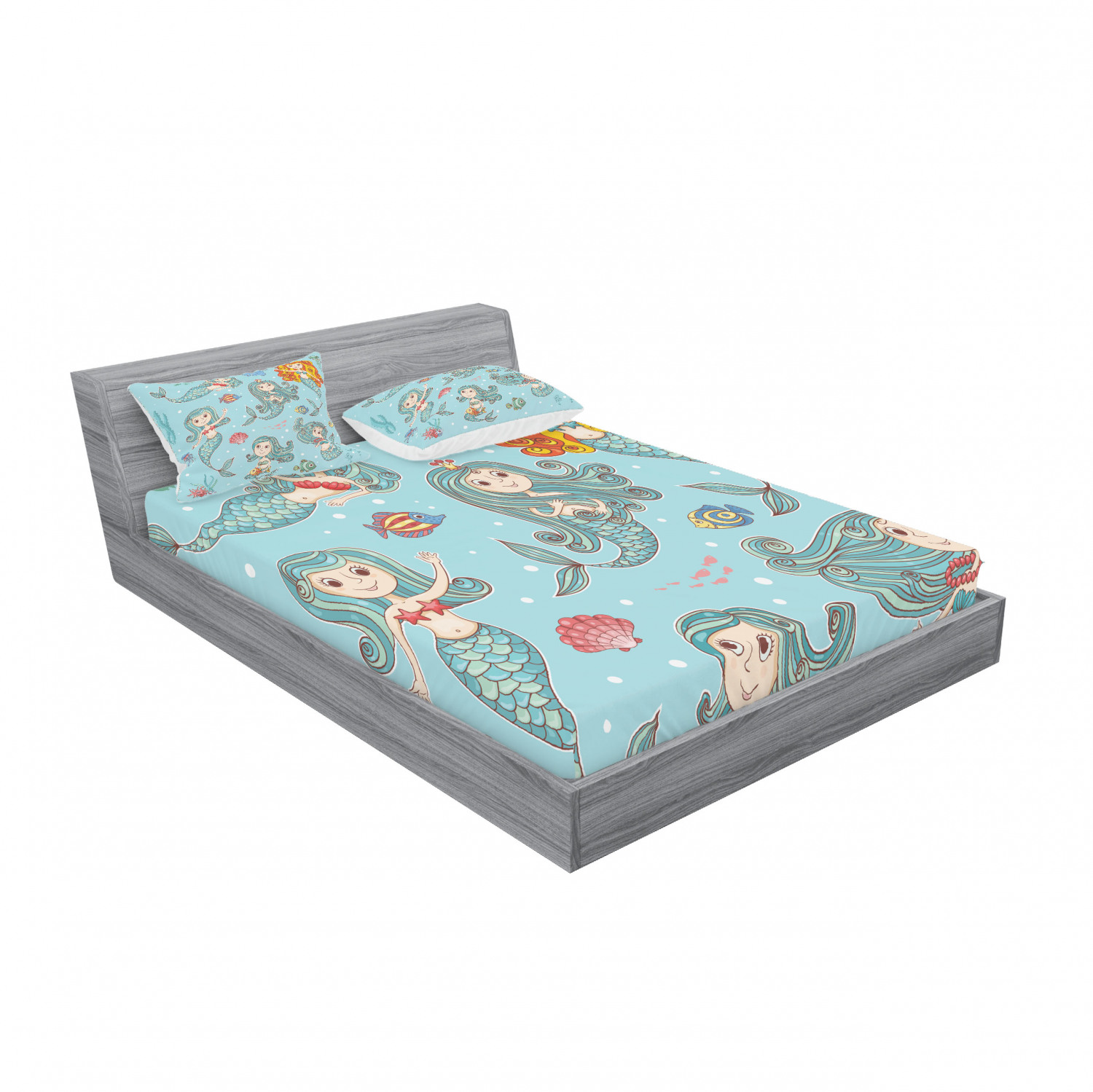 Ambesonne Kids Fitted Sheet Pillow Sham Set Bedding Decor in 4 Sizes - Picture 160 of 244