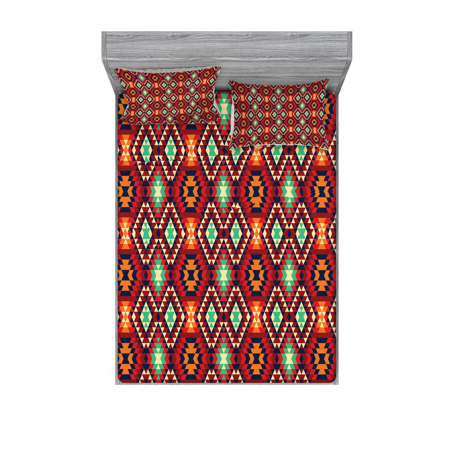 Ambesonne Tribal Fitted Sheet Pillow Sham Set Bedding Decor in 4 Sizes - Picture 59 of 240
