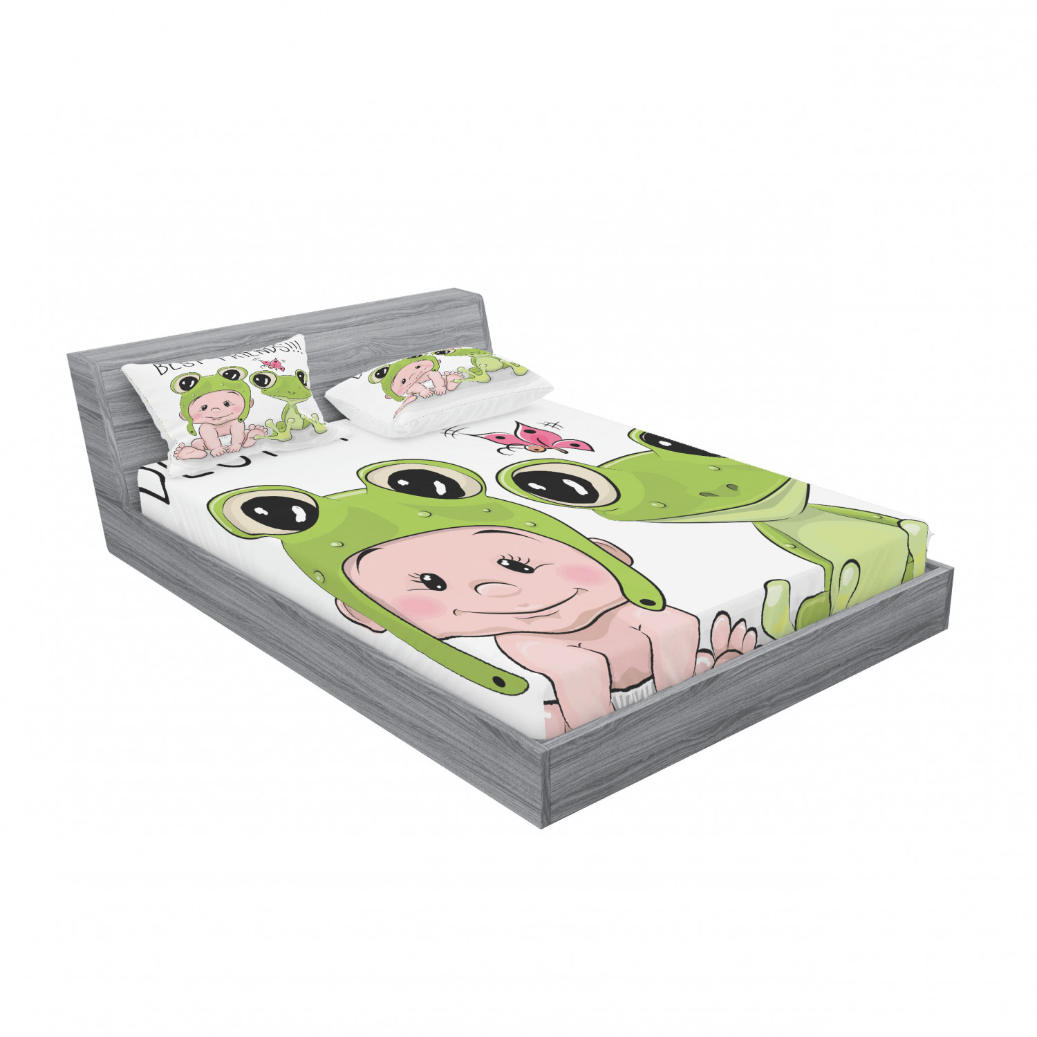 Ambesonne Kids Fitted Sheet Pillow Sham Set Bedding Decor in 4 Sizes - Picture 16 of 244