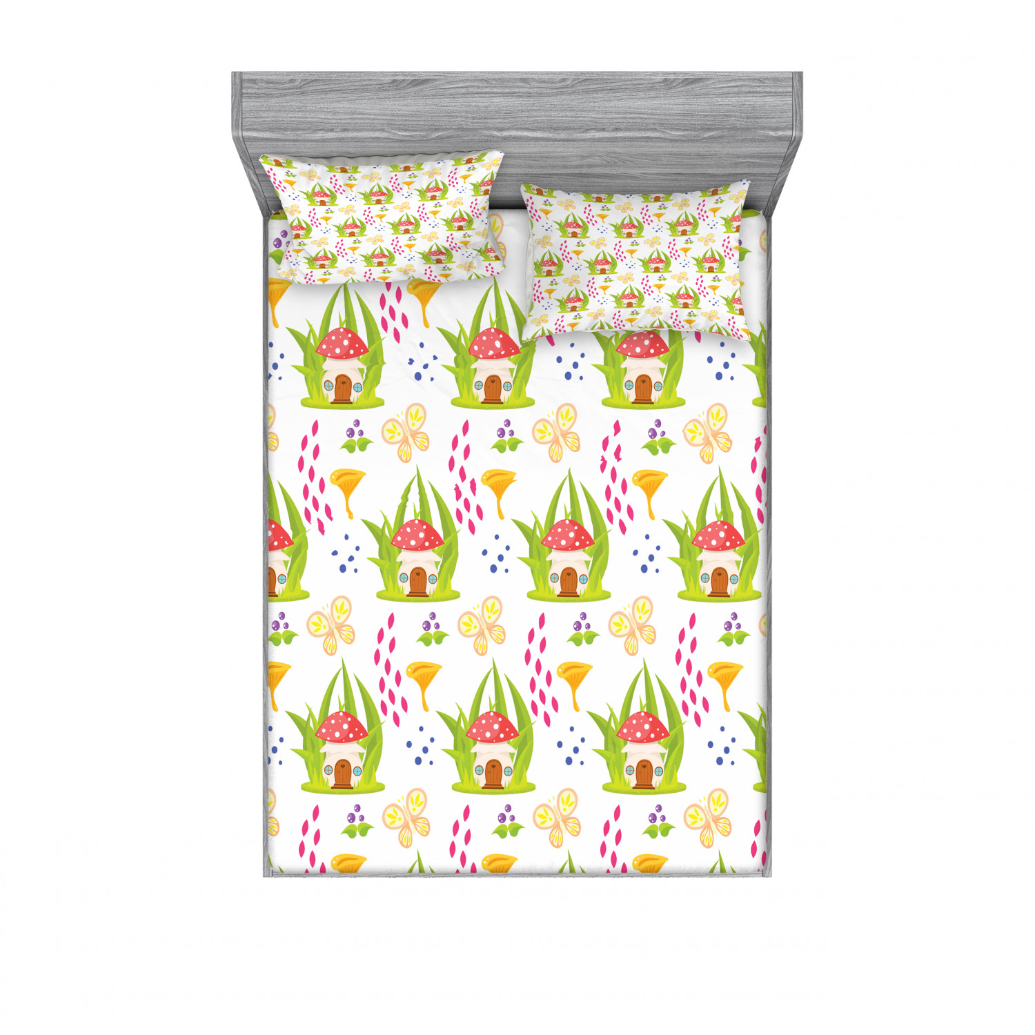 Ambesonne Kids Fitted Sheet Pillow Sham Set Bedding Decor in 4 Sizes - Picture 215 of 244