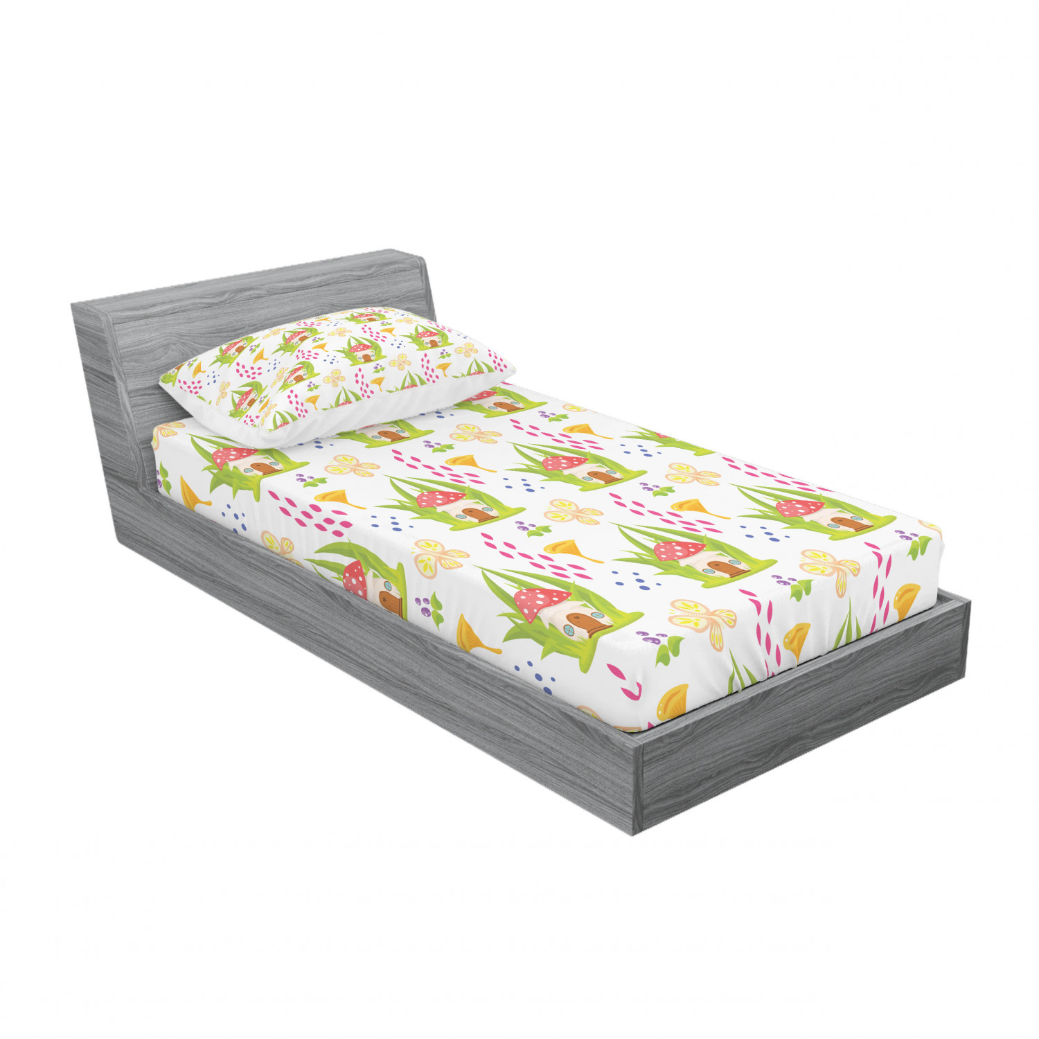 Ambesonne Kids Fitted Sheet Pillow Sham Set Bedding Decor in 4 Sizes - Picture 214 of 244