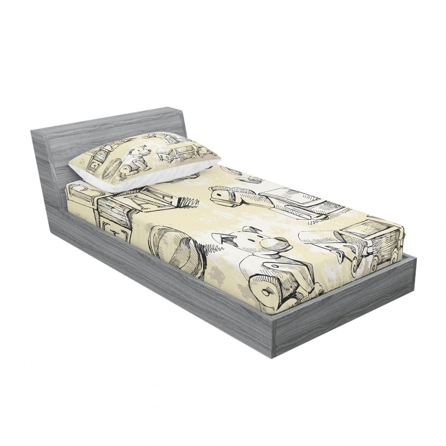 Ambesonne Kids Fitted Sheet Pillow Sham Set Bedding Decor in 4 Sizes - Picture 130 of 244