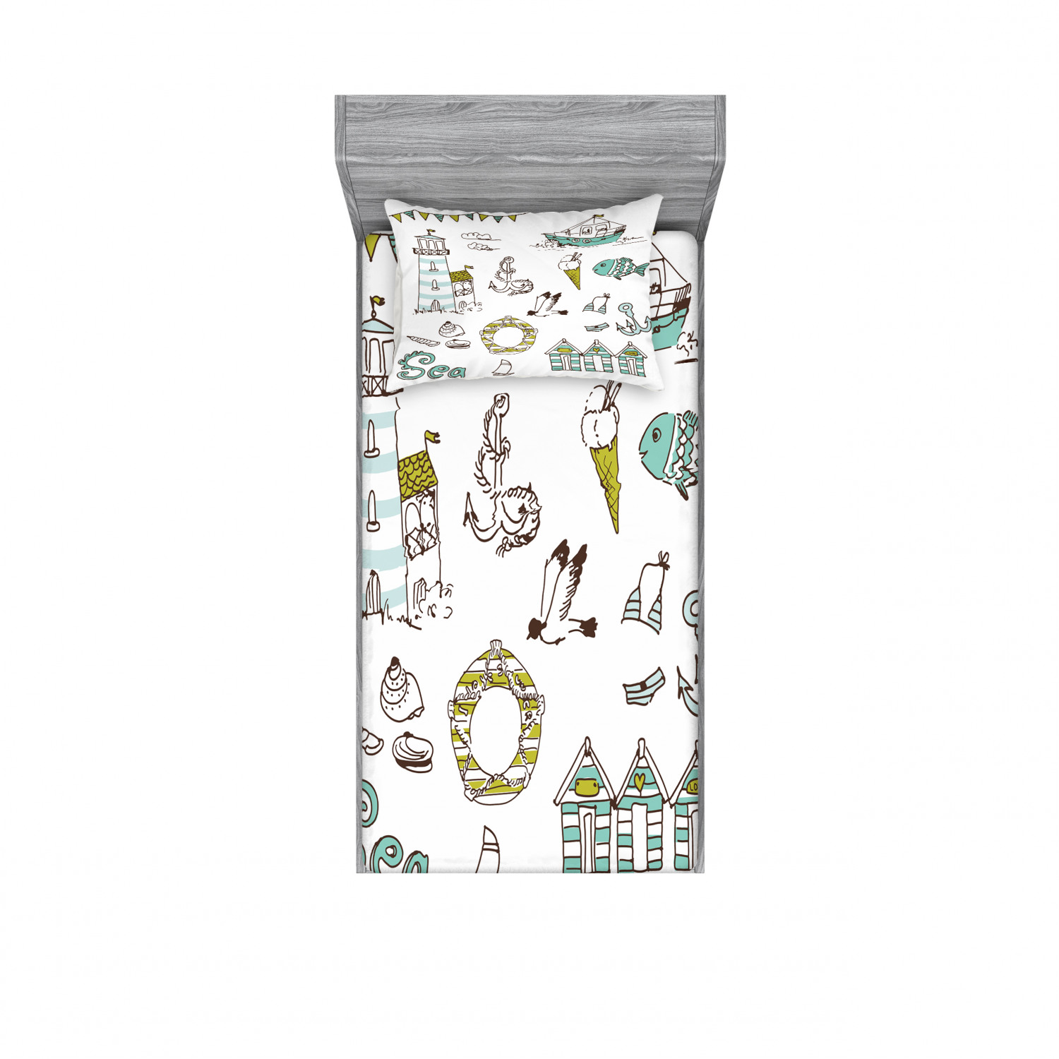 Ambesonne Kids Fitted Sheet Pillow Sham Set Bedding Decor in 4 Sizes - Picture 149 of 244