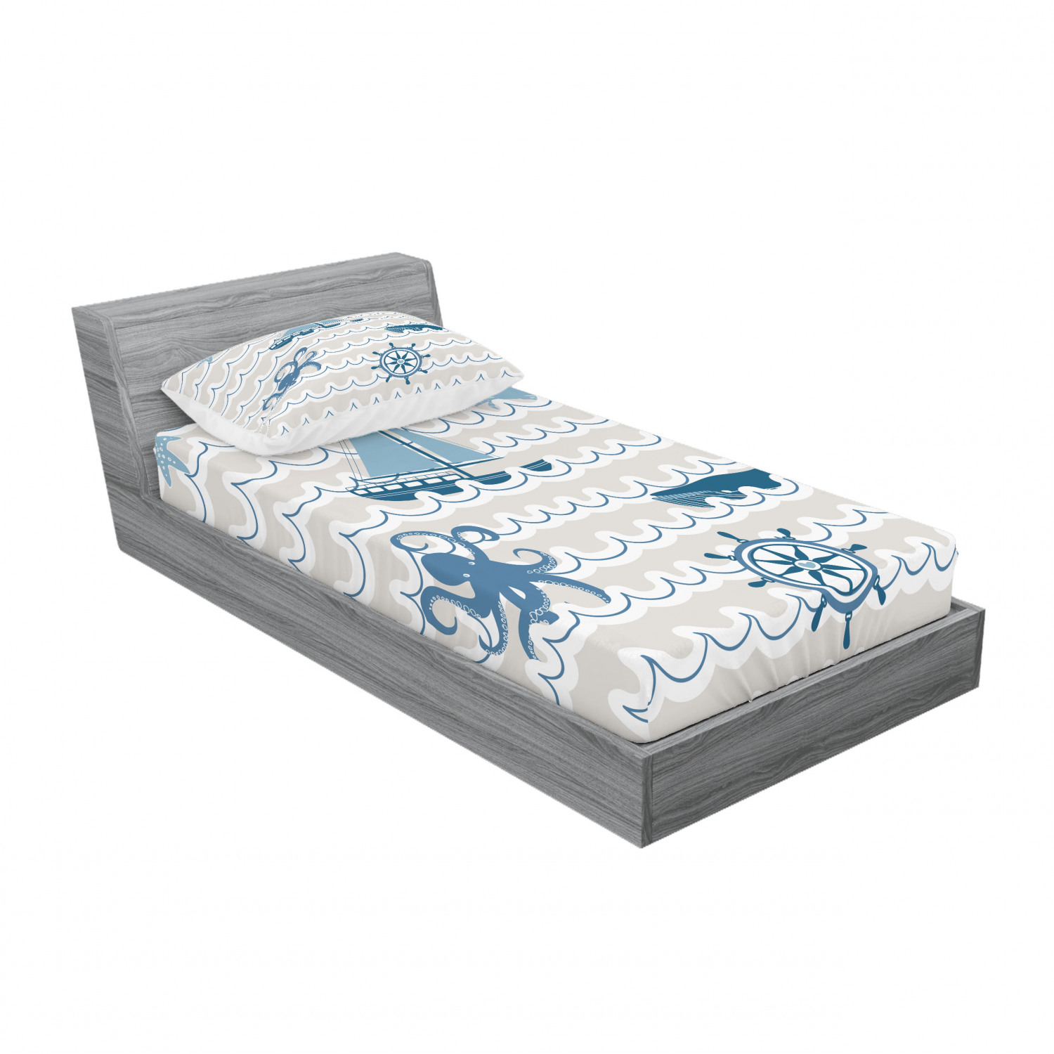 Ambesonne Kids Fitted Sheet Pillow Sham Set Bedding Decor in 4 Sizes - Picture 66 of 244