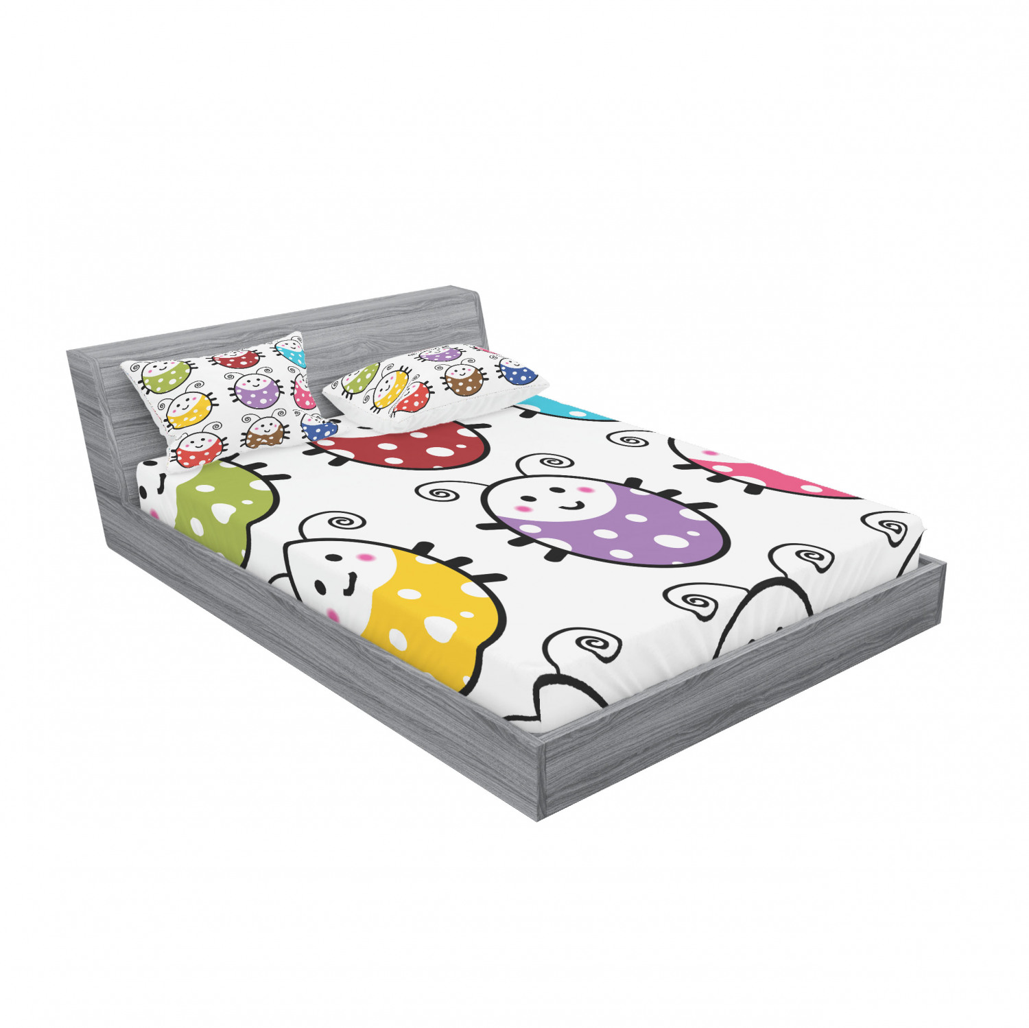 Ambesonne Kids Fitted Sheet Pillow Sham Set Bedding Decor in 4 Sizes - Picture 212 of 244
