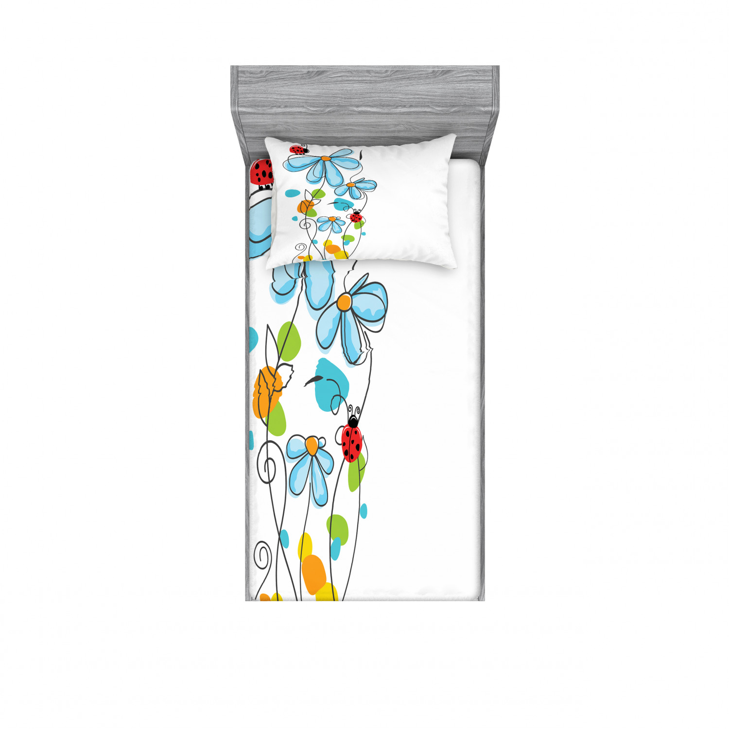 Ambesonne Kids Fitted Sheet Pillow Sham Set Bedding Decor in 4 Sizes - Picture 41 of 244