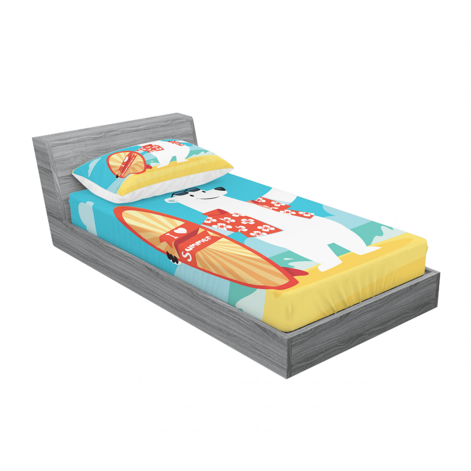 Ambesonne Kids Fitted Sheet Pillow Sham Set Bedding Decor in 4 Sizes - Picture 190 of 244