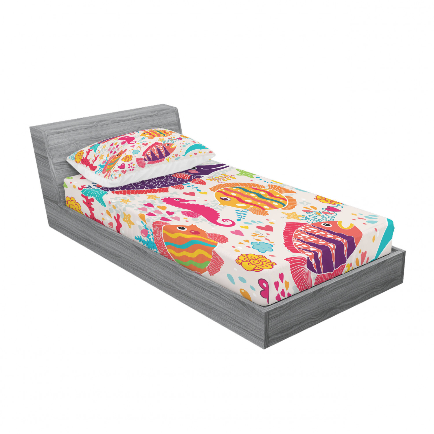Ambesonne Kids Fitted Sheet Pillow Sham Set Bedding Decor in 4 Sizes - Picture 74 of 244