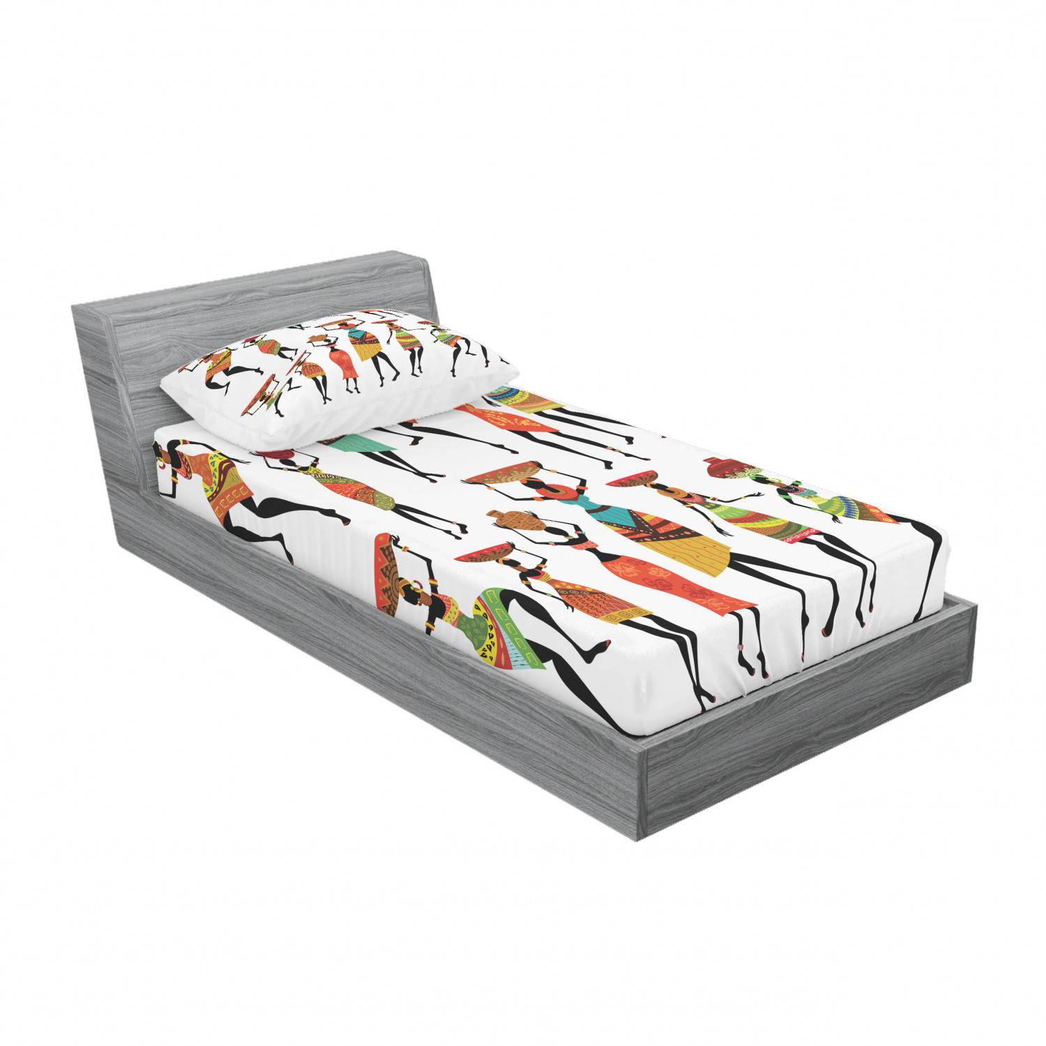 Ambesonne Tribal Fitted Sheet Pillow Sham Set Bedding Decor in 4 Sizes - Picture 234 of 240