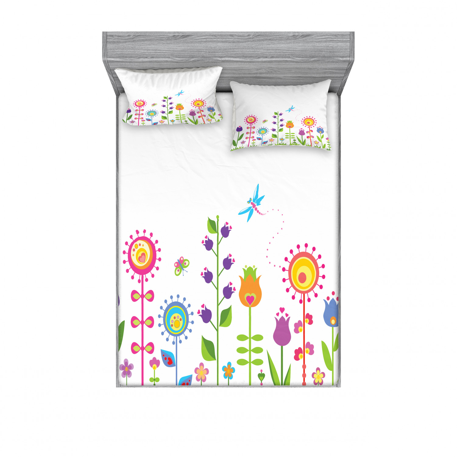 Ambesonne Kids Fitted Sheet Pillow Sham Set Bedding Decor in 4 Sizes - Picture 103 of 244