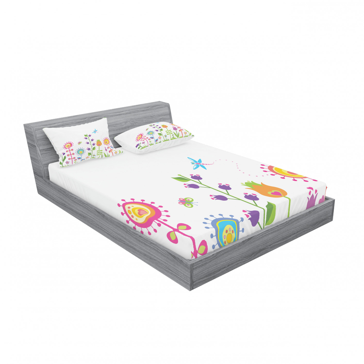 Ambesonne Kids Fitted Sheet Pillow Sham Set Bedding Decor in 4 Sizes - Picture 104 of 244