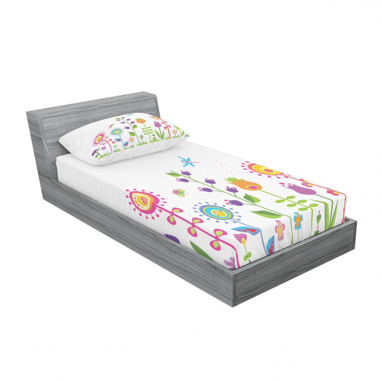 Ambesonne Kids Fitted Sheet Pillow Sham Set Bedding Decor in 4 Sizes - Picture 102 of 244