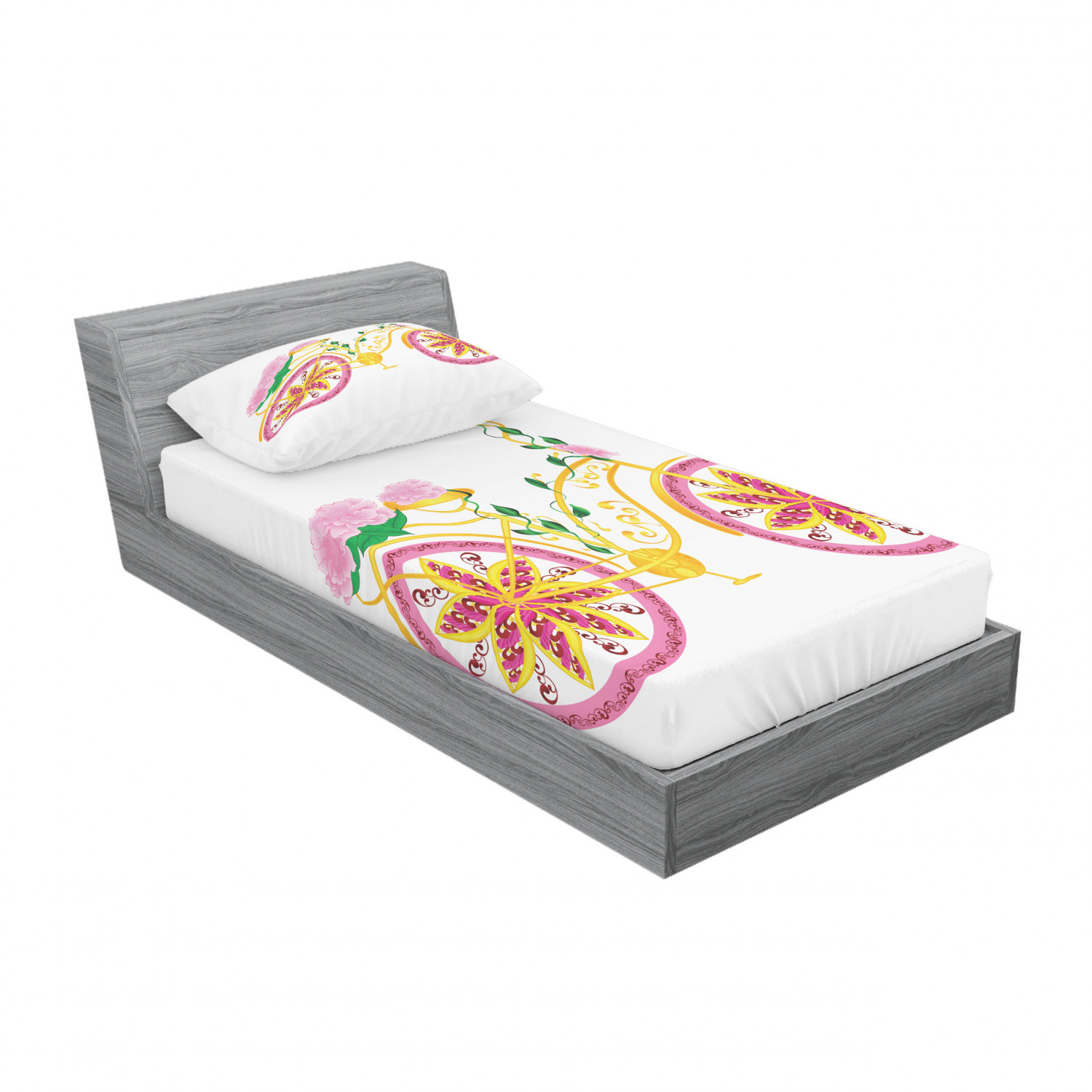 Ambesonne Kids Fitted Sheet Pillow Sham Set Bedding Decor in 4 Sizes - Picture 186 of 244