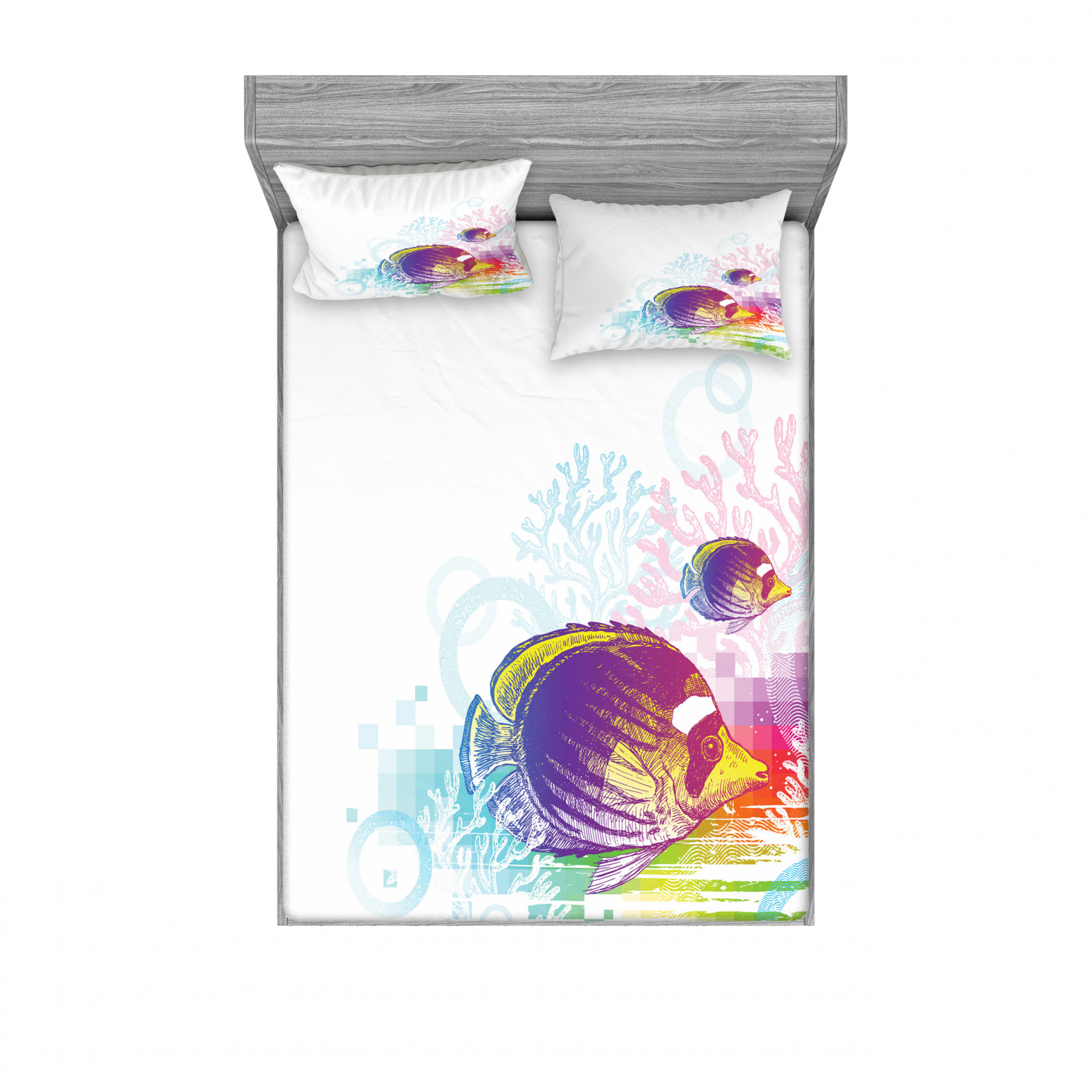 Ambesonne Kids Fitted Sheet Pillow Sham Set Bedding Decor in 4 Sizes - Picture 99 of 244