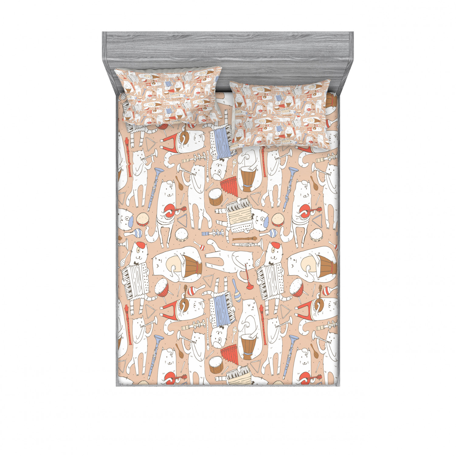 Ambesonne Kids Fitted Sheet Pillow Sham Set Bedding Decor in 4 Sizes - Picture 167 of 244