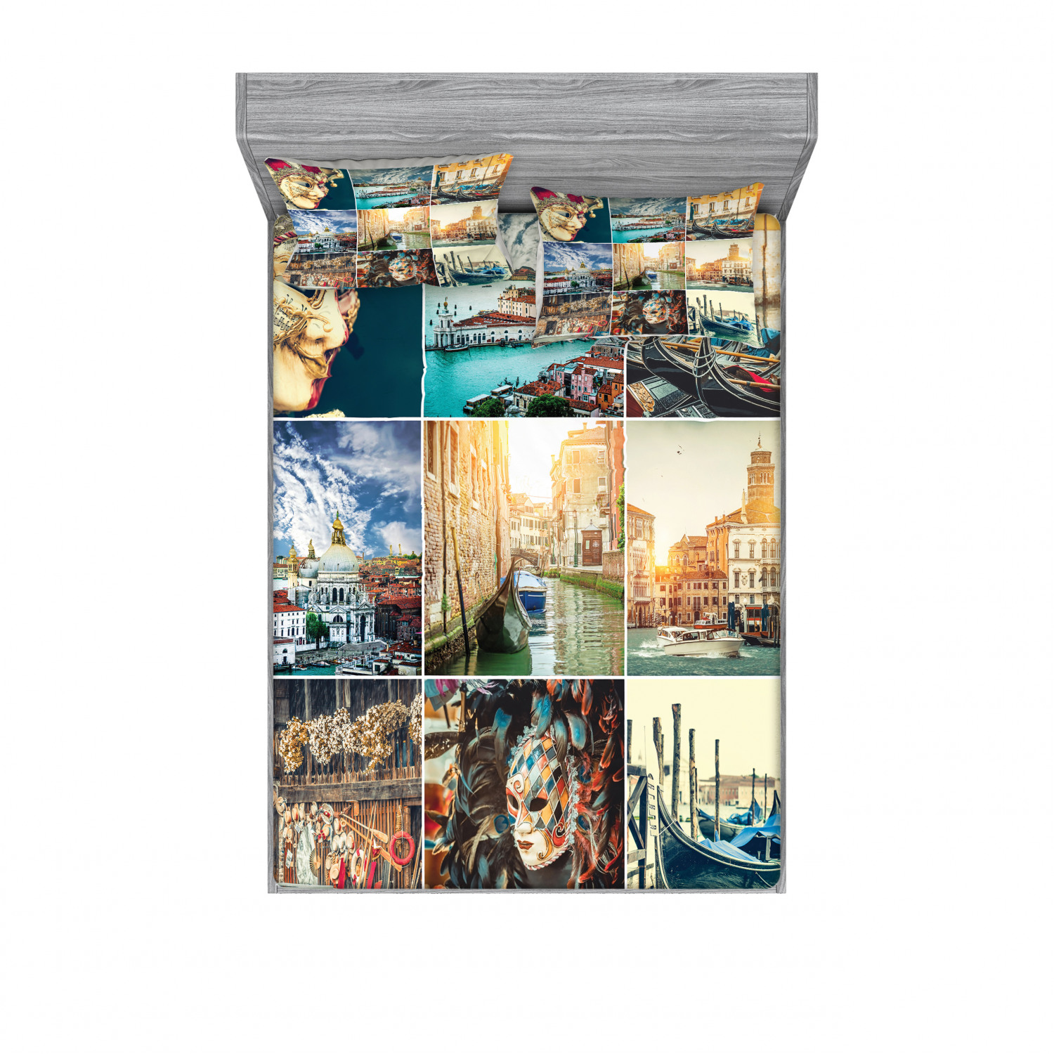 Ambesonne Nautical Theme Fitted Sheet Pillow Sham Set Bedding Decor in 4 Sizes - Picture 227 of 244