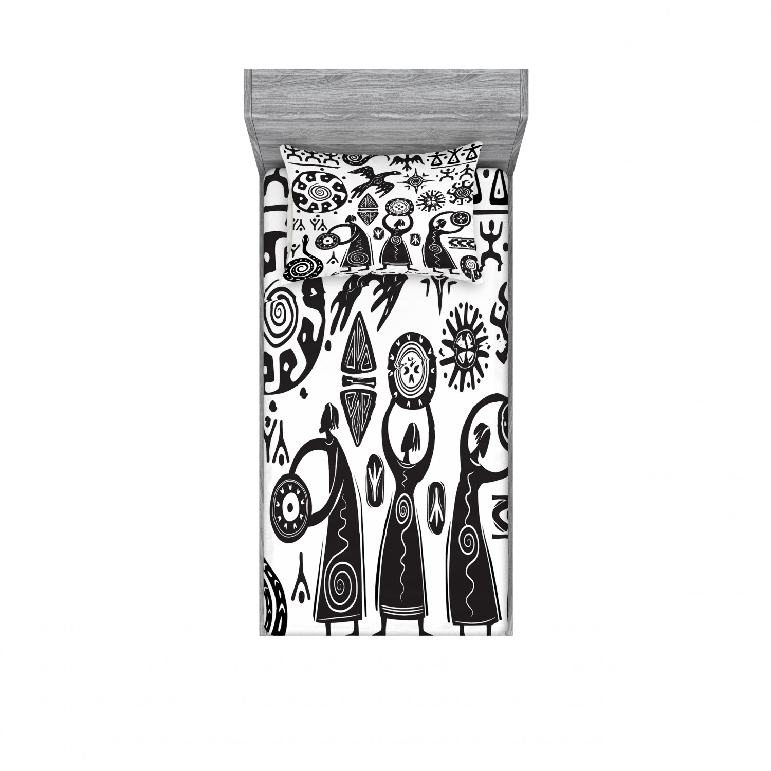 Ambesonne Tribal Fitted Sheet Pillow Sham Set Bedding Decor in 4 Sizes - Picture 173 of 240