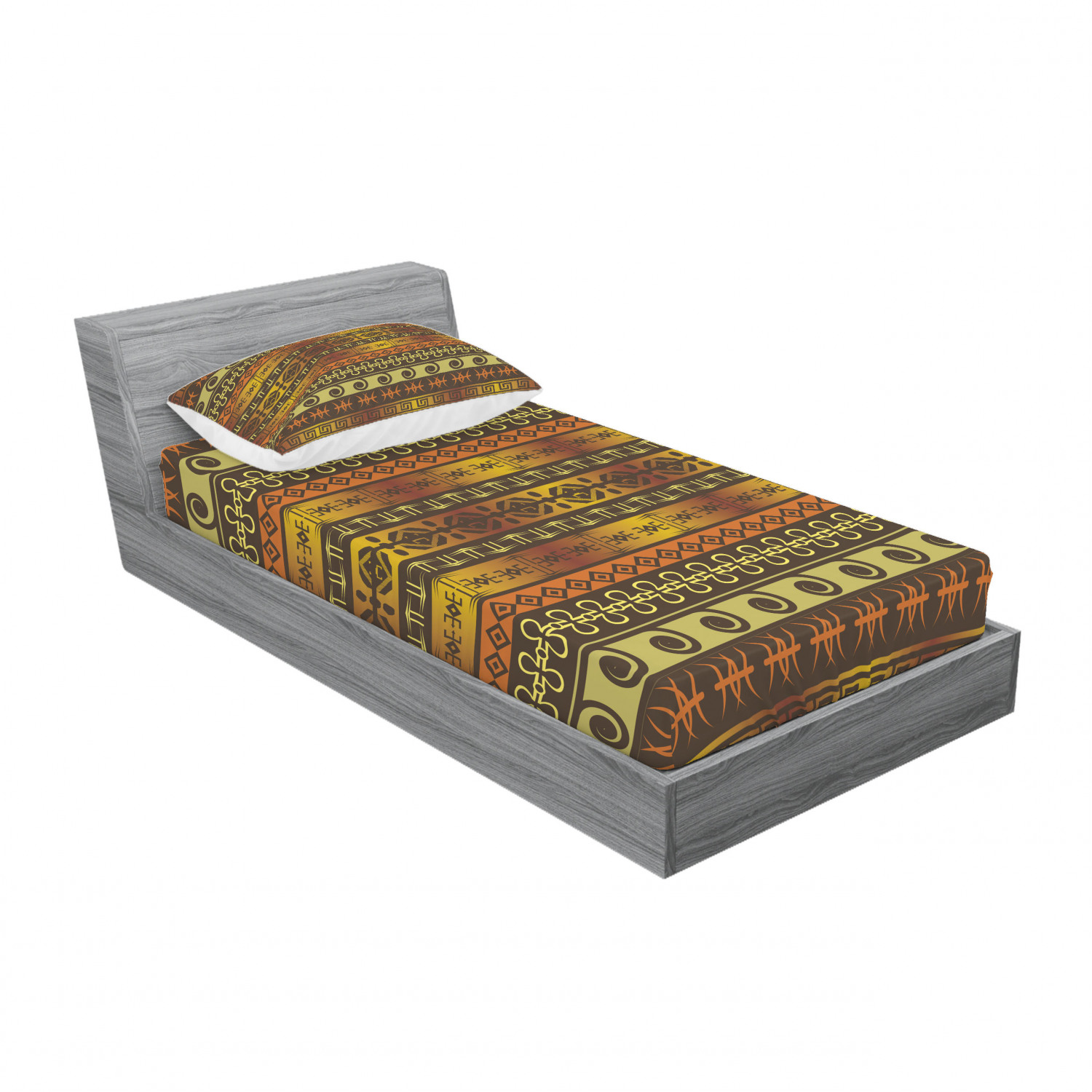 Ambesonne Tribal Fitted Sheet Pillow Sham Set Bedding Decor in 4 Sizes - Picture 94 of 240