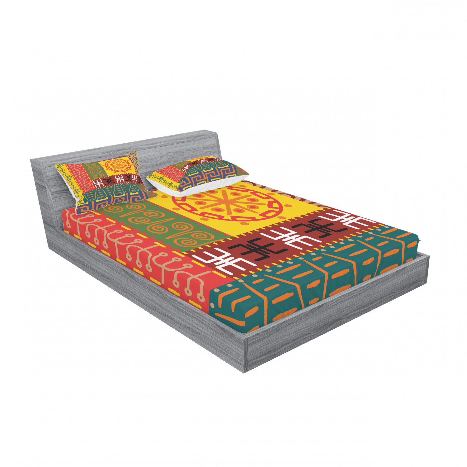 Ambesonne Tribal Fitted Sheet Pillow Sham Set Bedding Decor in 4 Sizes - Picture 188 of 240