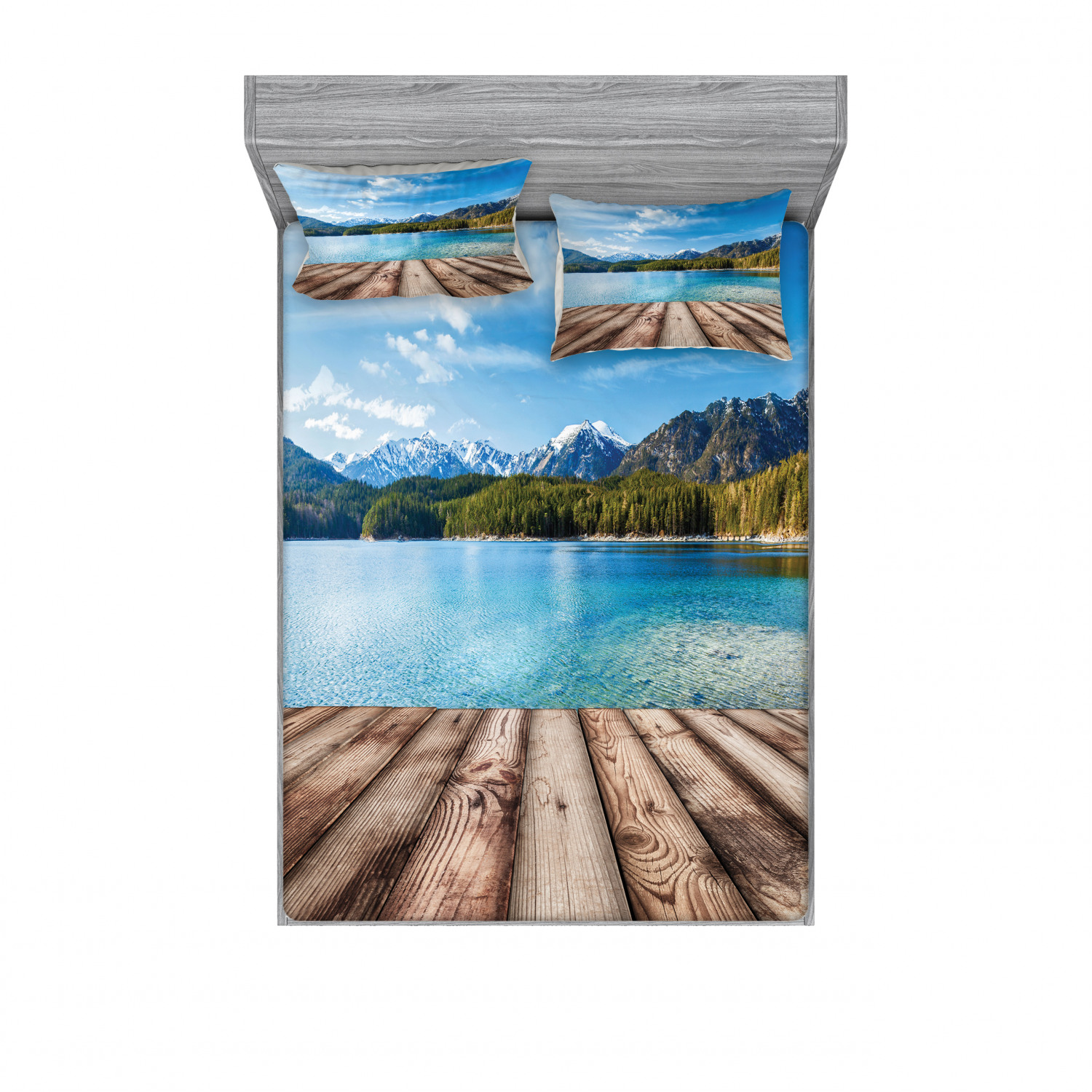 Ambesonne Nautical Theme Fitted Sheet Pillow Sham Set Bedding Decor in 4 Sizes - Picture 75 of 244