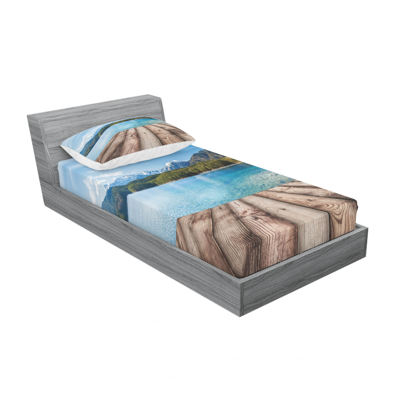 Ambesonne Nautical Theme Fitted Sheet Pillow Sham Set Bedding Decor in 4 Sizes - Picture 74 of 244