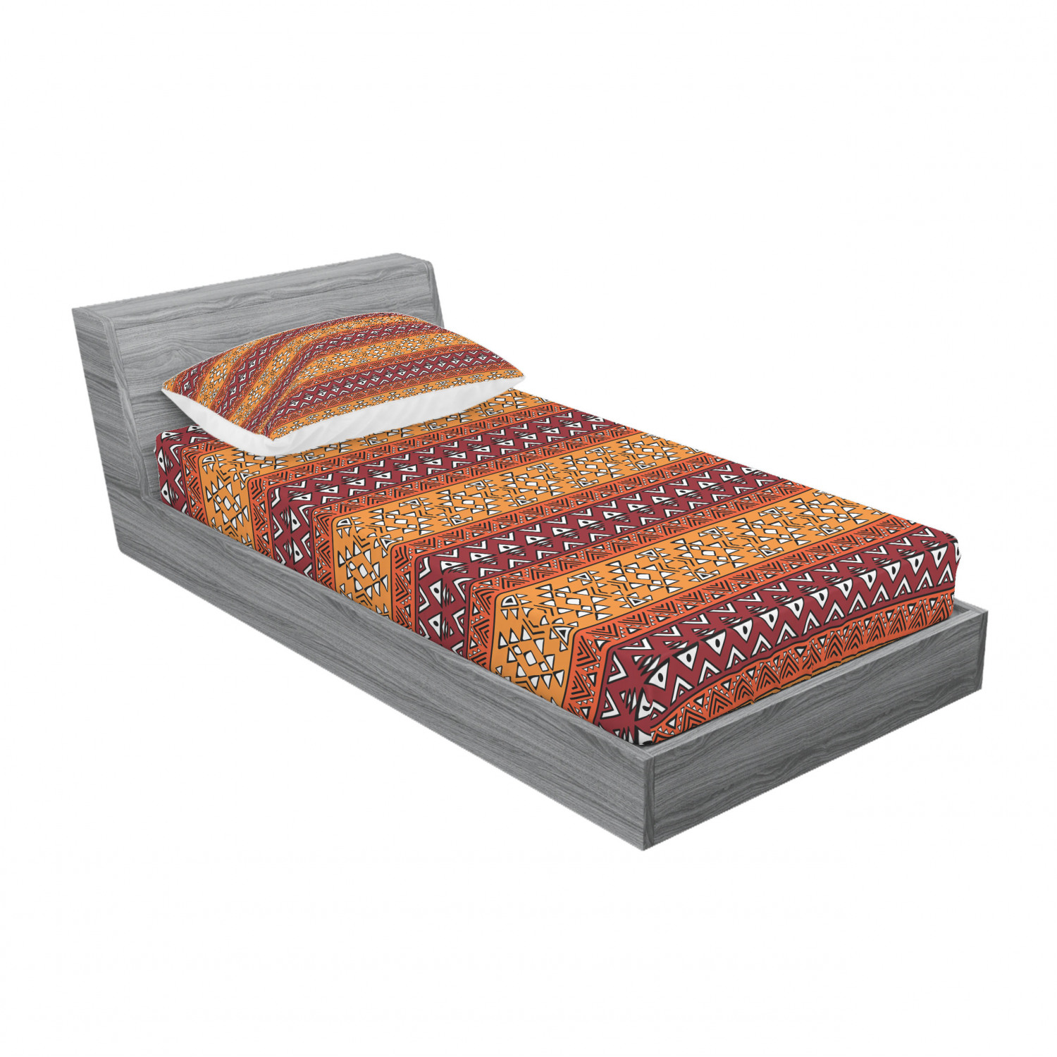 Ambesonne Tribal Fitted Sheet Pillow Sham Set Bedding Decor in 4 Sizes - Picture 194 of 240