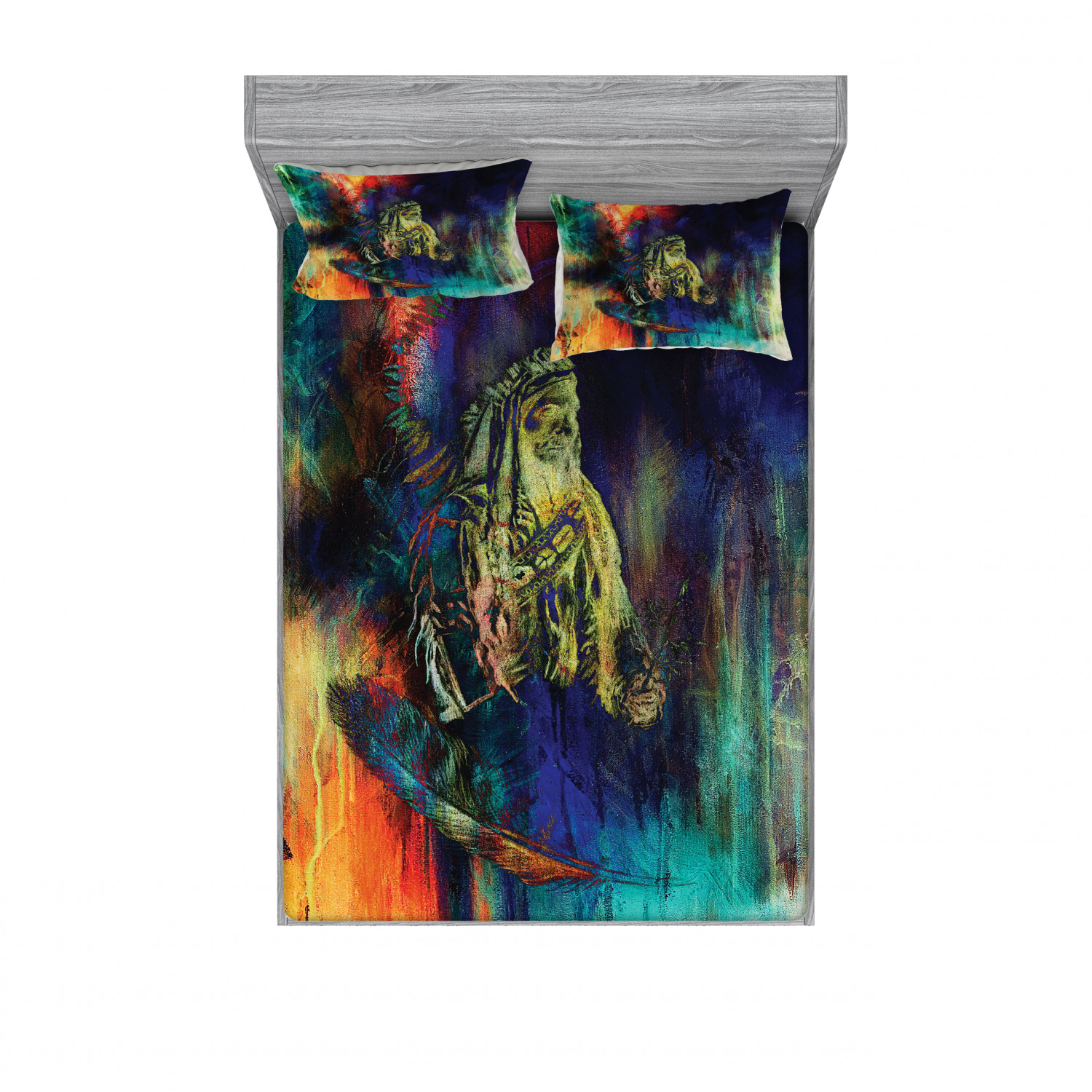 Ambesonne Tribal Fitted Sheet Pillow Sham Set Bedding Decor in 4 Sizes - Picture 103 of 240