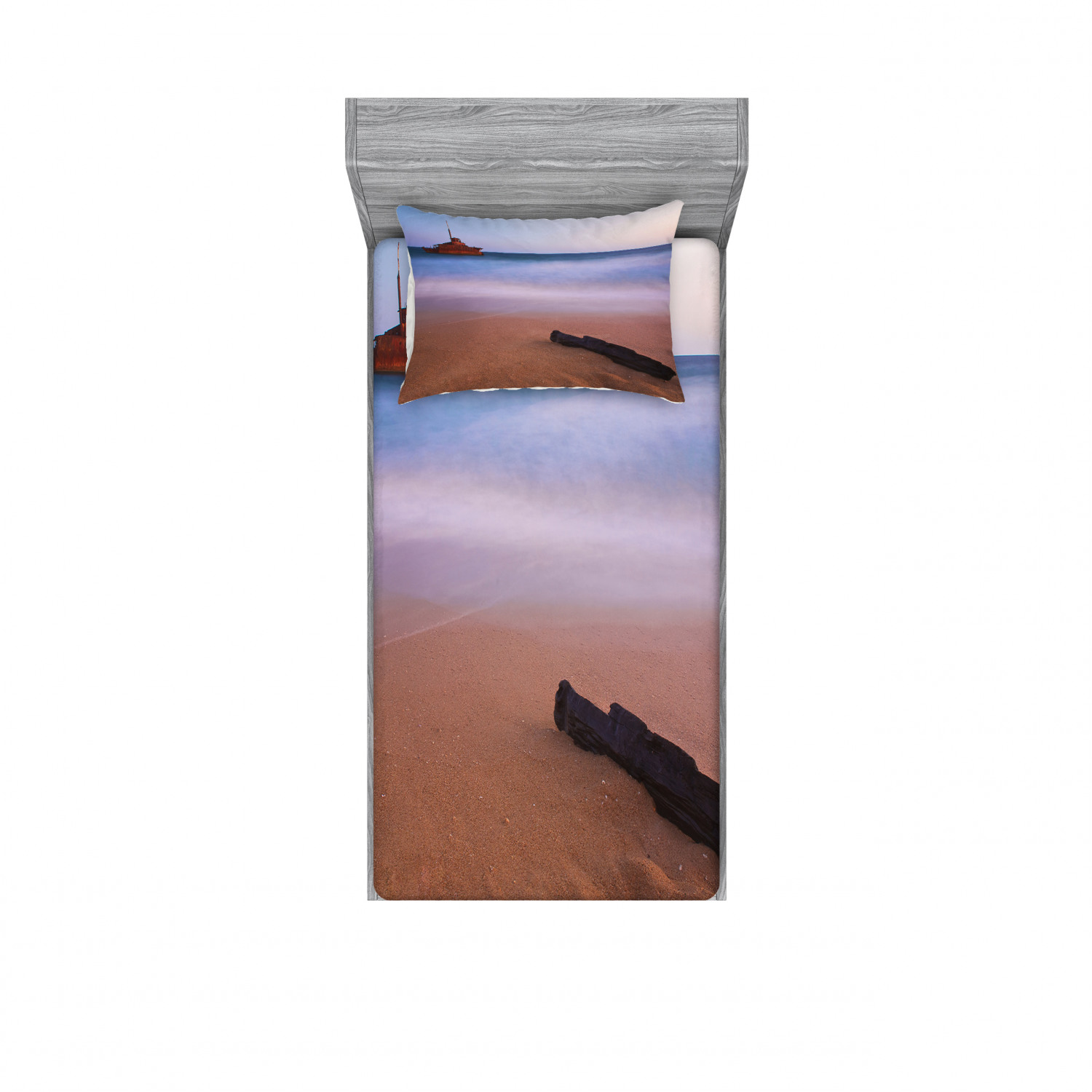 Ambesonne Nautical Theme Fitted Sheet Pillow Sham Set Bedding Decor in 4 Sizes - Picture 201 of 244