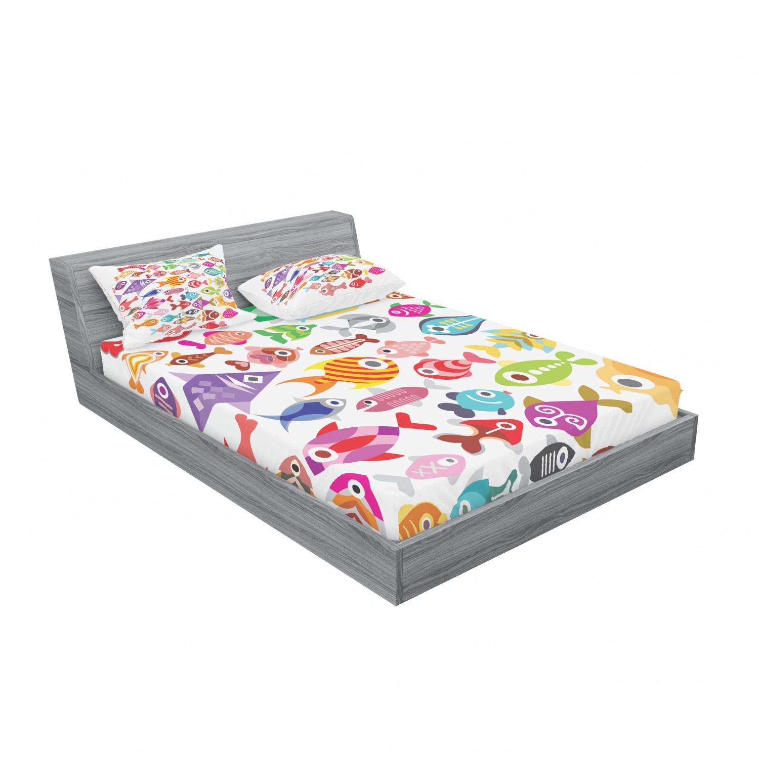 Ambesonne Kids Fitted Sheet Pillow Sham Set Bedding Decor in 4 Sizes - Picture 88 of 244