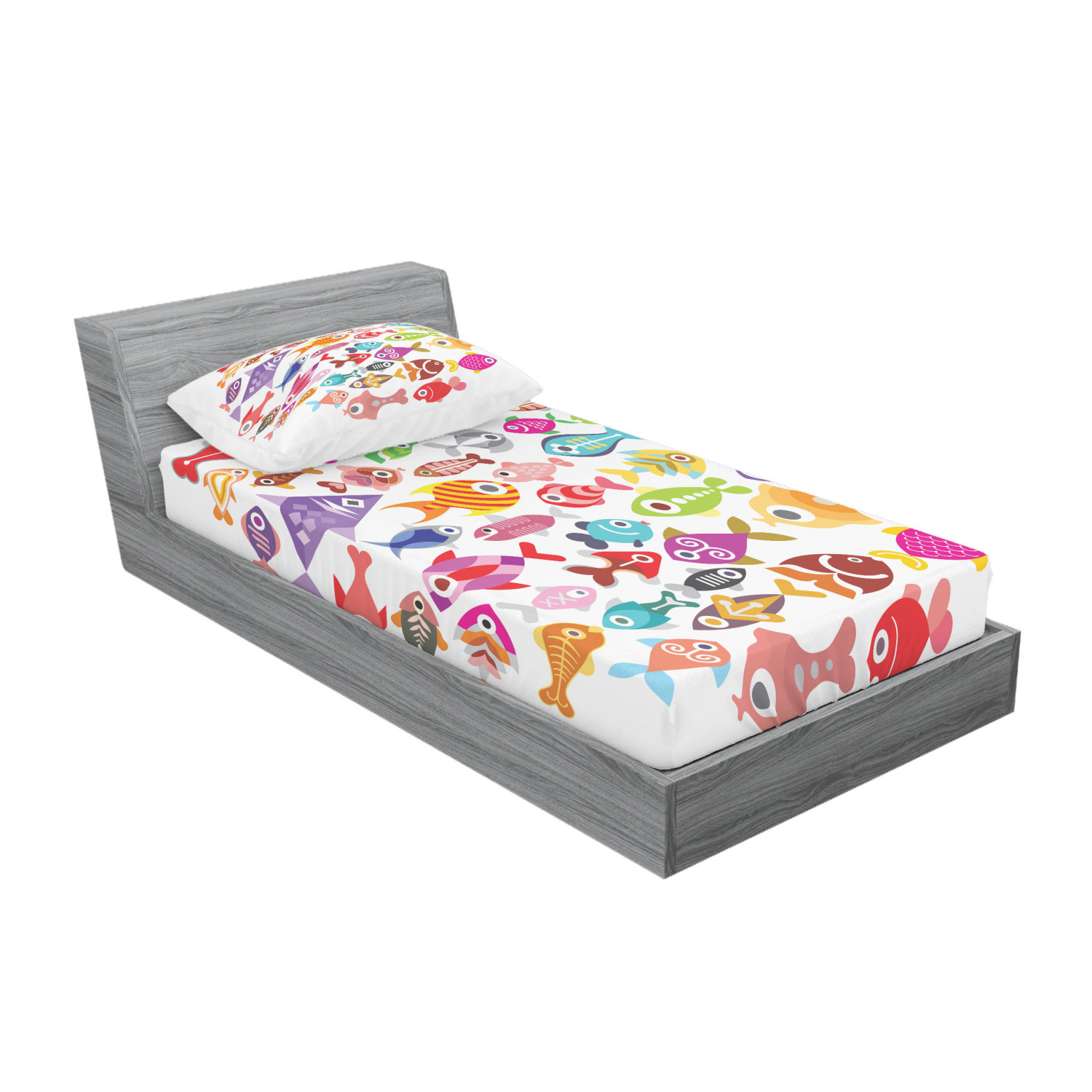 Ambesonne Kids Fitted Sheet Pillow Sham Set Bedding Decor in 4 Sizes - Picture 86 of 244