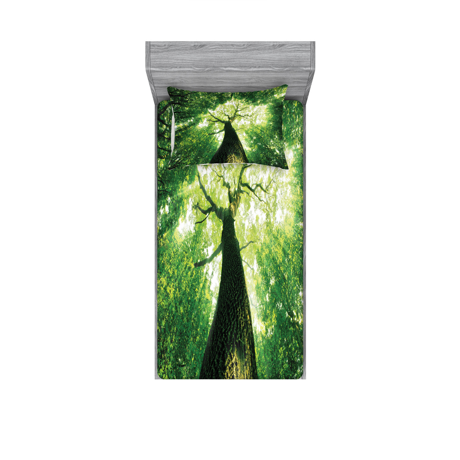 Ambesonne Landscape Floral Fitted Sheet Pillow Sham Set Bedding Decor in 4 Sizes - Picture 165 of 244