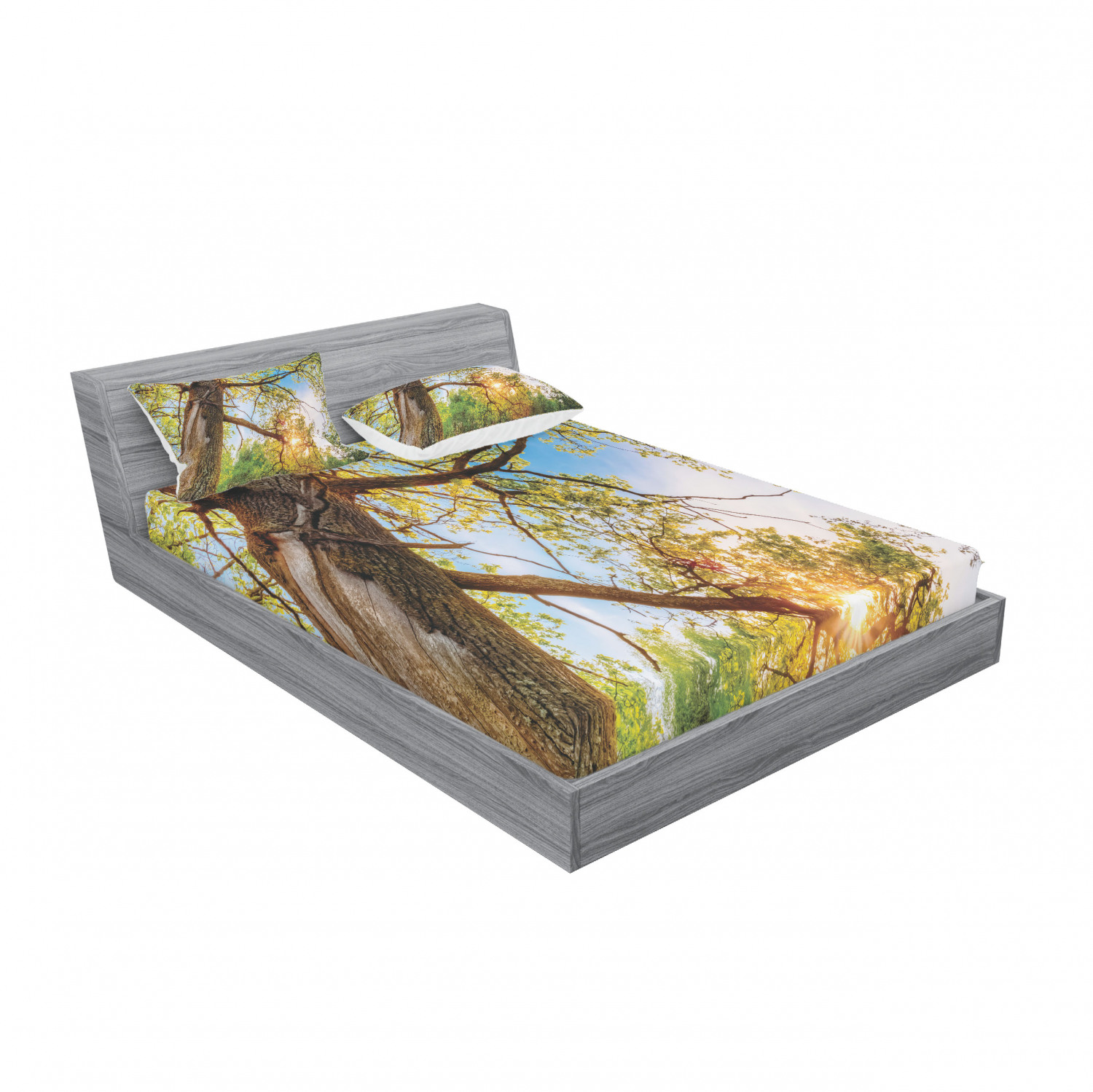 Ambesonne Landscape Floral Fitted Sheet Pillow Sham Set Bedding Decor in 4 Sizes - Picture 220 of 244