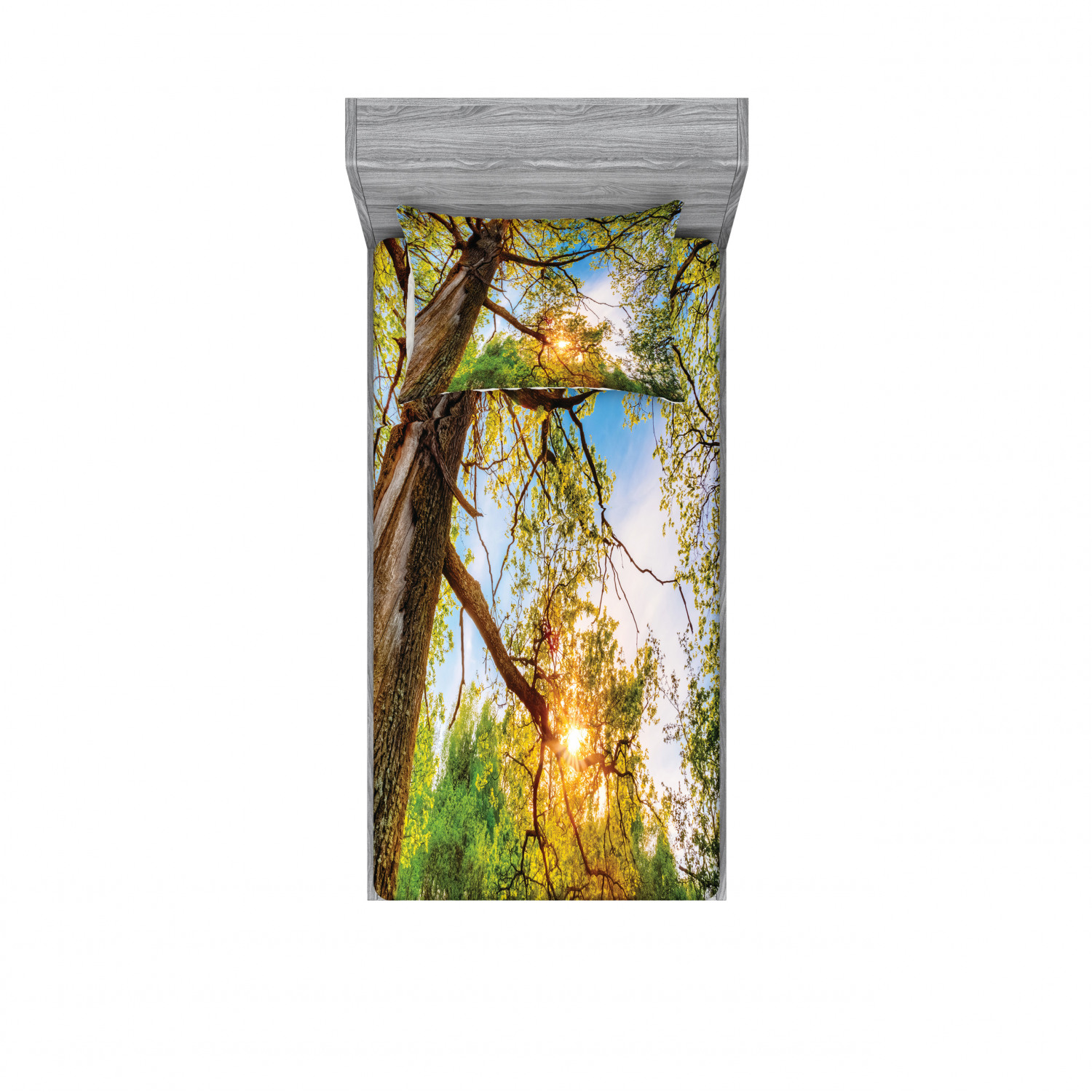 Ambesonne Landscape Floral Fitted Sheet Pillow Sham Set Bedding Decor in 4 Sizes - Picture 217 of 244