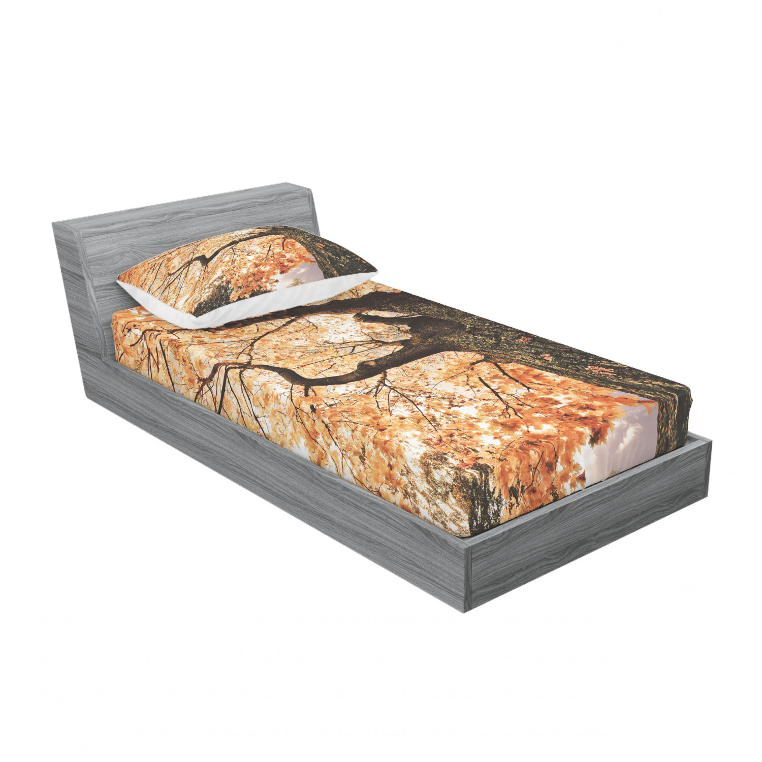 Ambesonne Landscape Floral Fitted Sheet Pillow Sham Set Bedding Decor in 4 Sizes - Picture 138 of 244