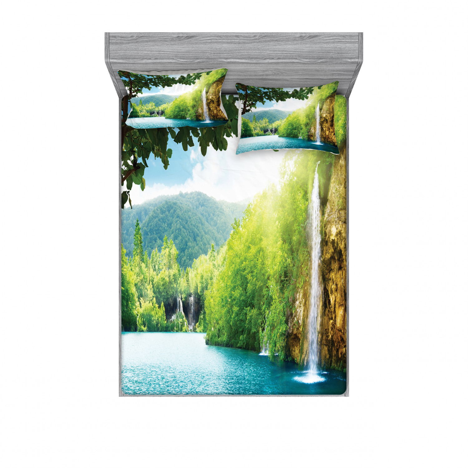 Ambesonne Landscape Floral Fitted Sheet Pillow Sham Set Bedding Decor in 4 Sizes - Picture 51 of 244
