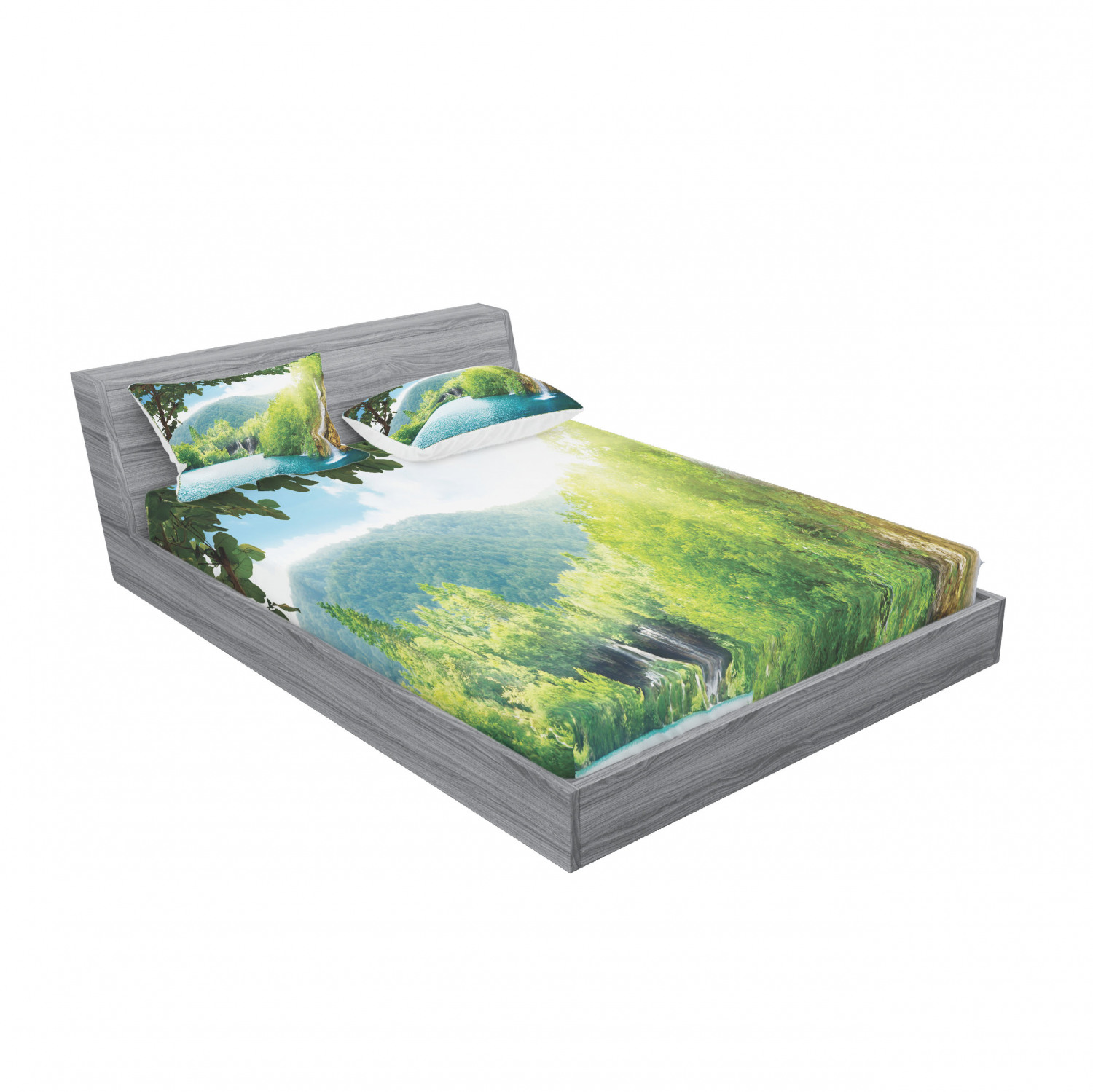 Ambesonne Landscape Floral Fitted Sheet Pillow Sham Set Bedding Decor in 4 Sizes - Picture 52 of 244
